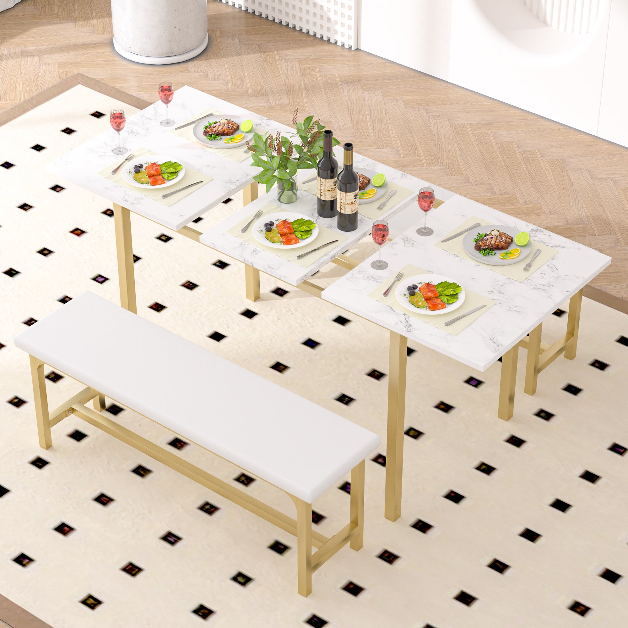 Vecelo LOE-TC17-WHT Dining-Sets - View #2
