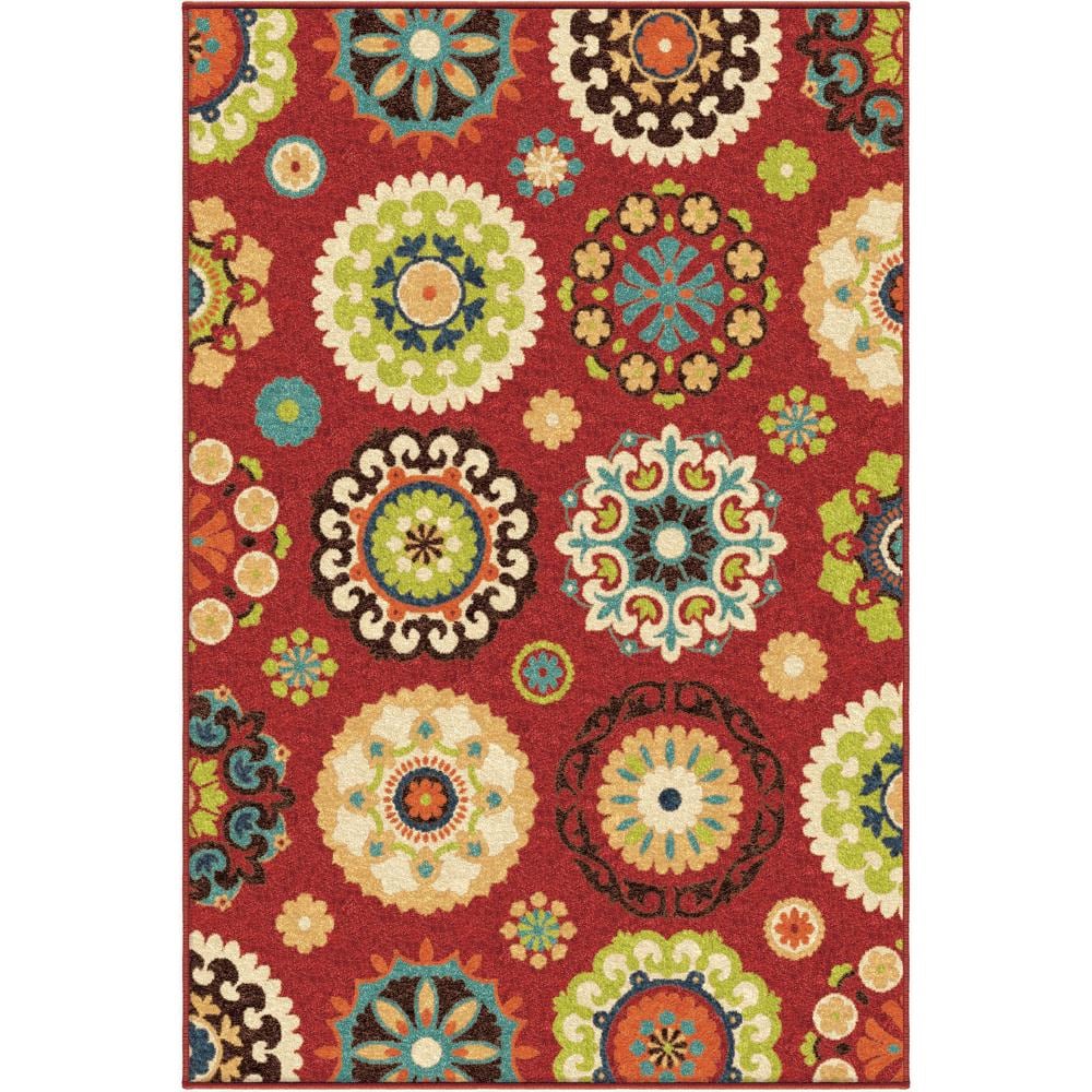 Orian Rugs Promise Salsalito 5 x 7 Red Indoor/Outdoor Floral/Botanical ...