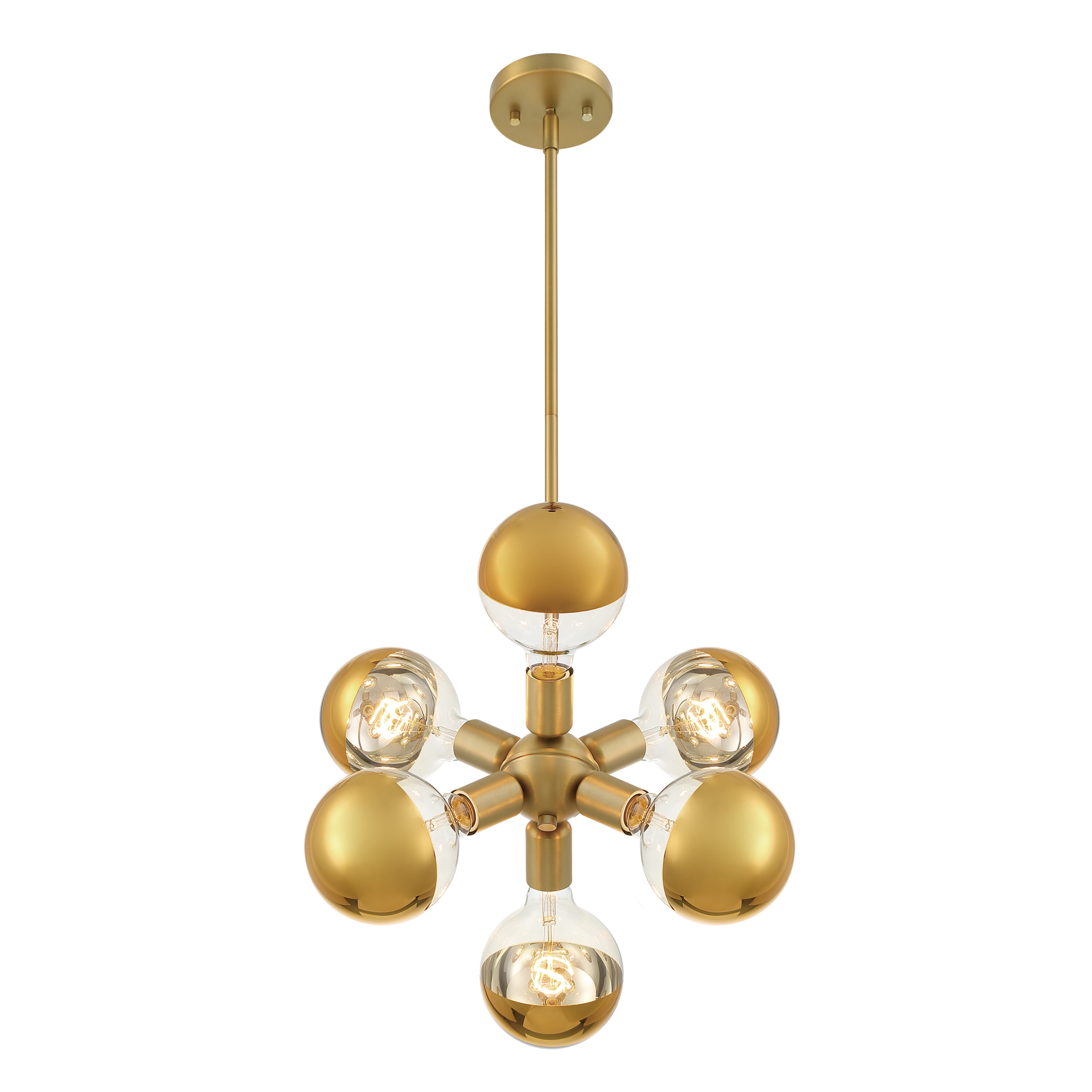 Gambit Brushed Gold 7" Mid-Century Modern Pendant Light