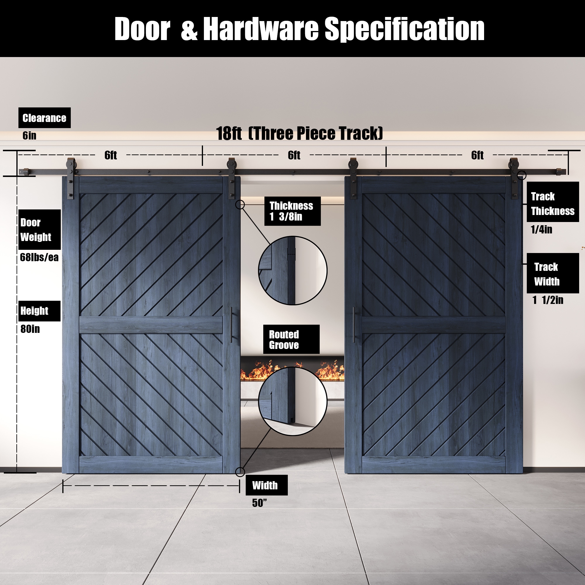 HOMACER YT2H216C-XT3-5080-NA Barn-Doors - View #2