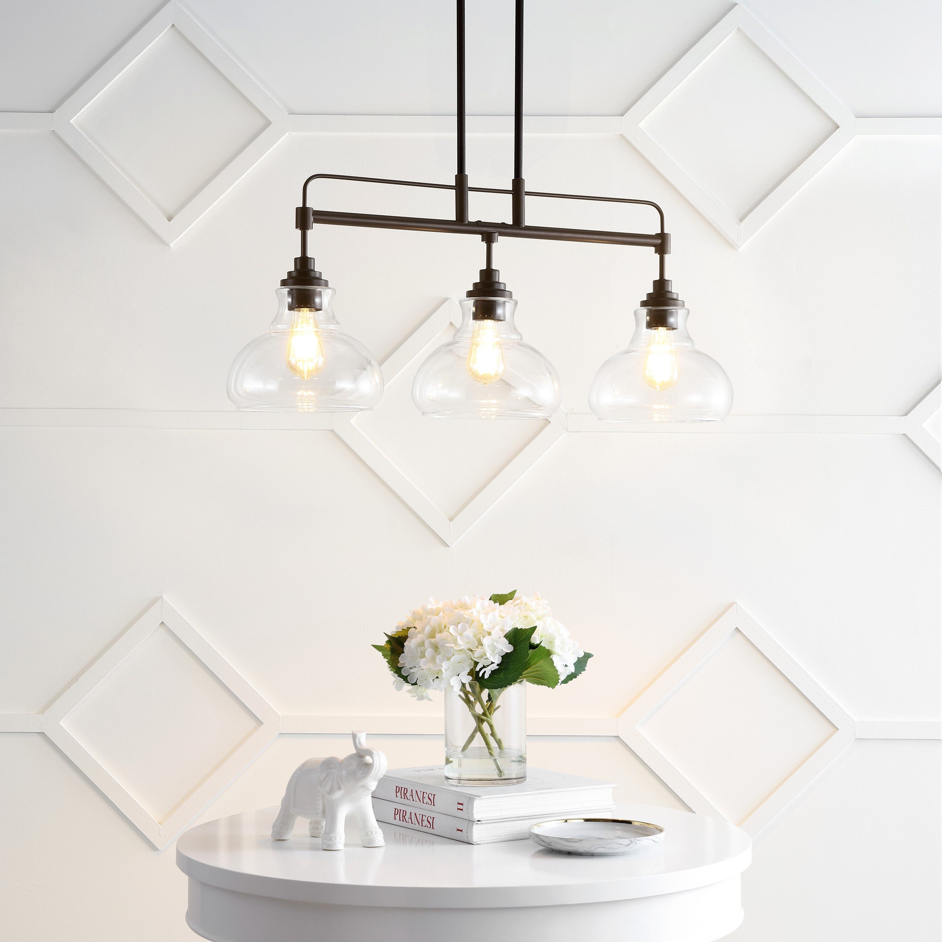 Marlowe 32.5" Oil-Rubbed Bronze 3-Light Industrial Farmhouse LED Pendant
