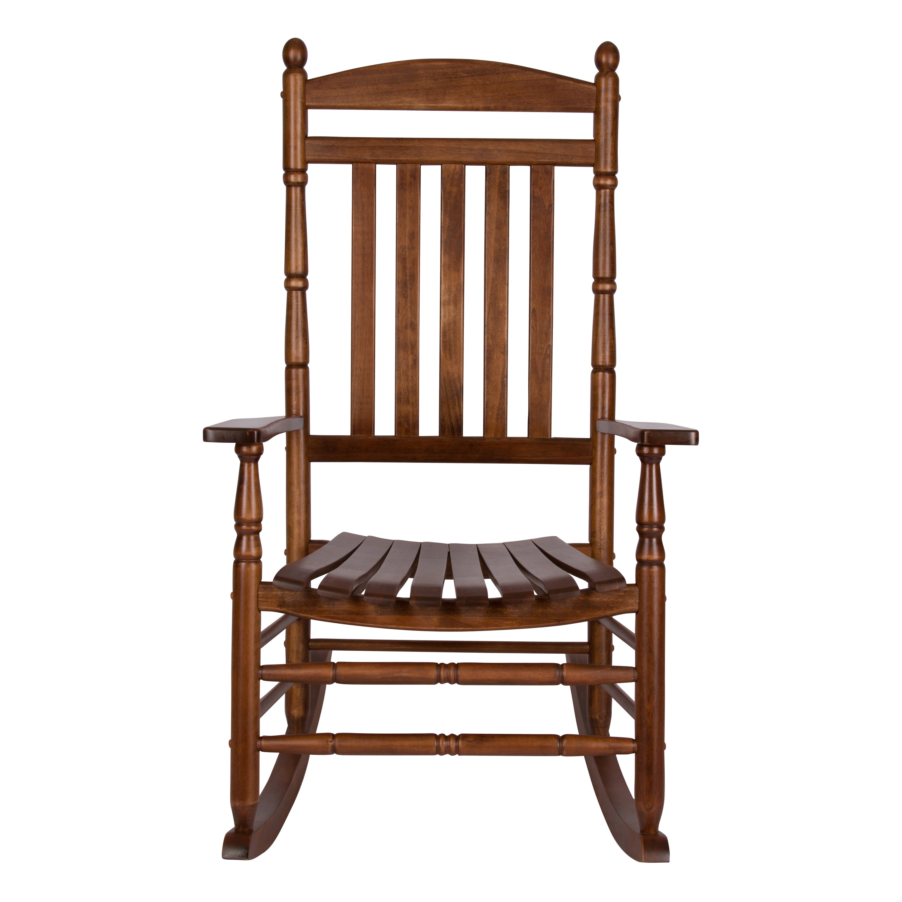 Shine Company Oak Wood Frame Rocking Chair with Slat Seat in the