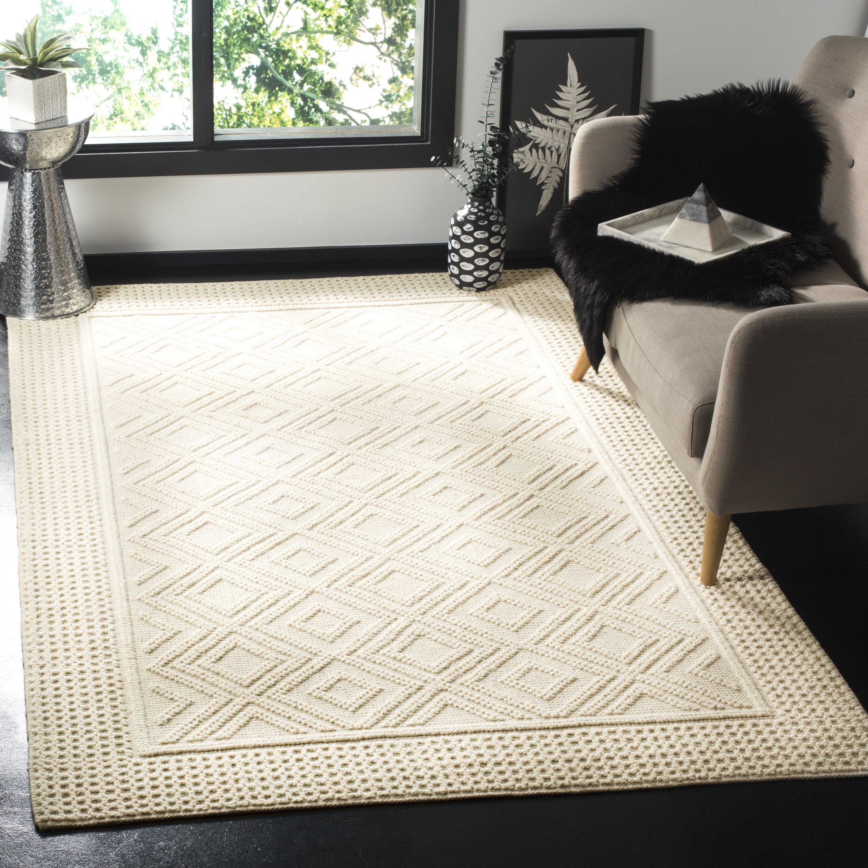 Safavieh Vermont Stratton 12 x 15 Wool Ivory Indoor Trellis Area Rug in the  Rugs department at