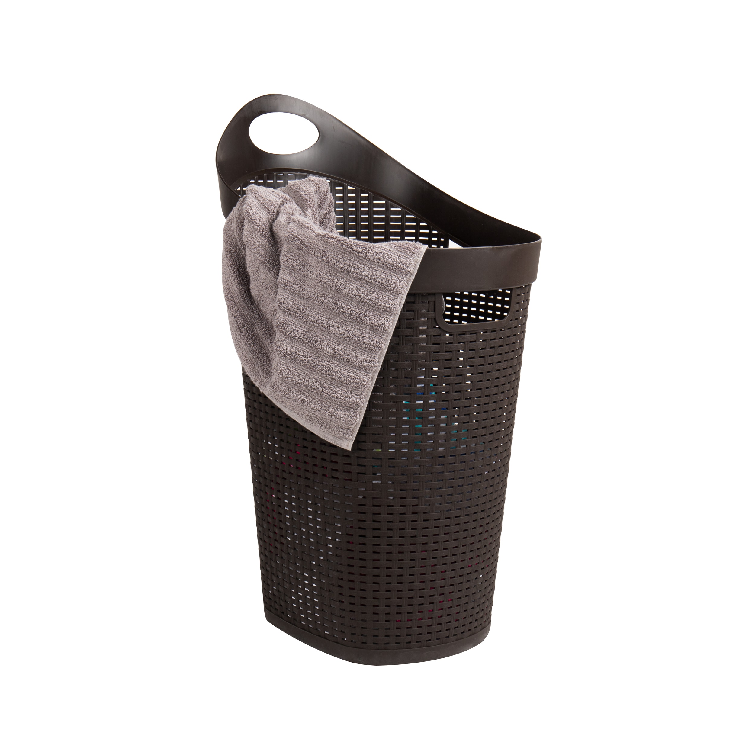 Brown Wicker Rolling Laundry Hamper with Lid and Wheels