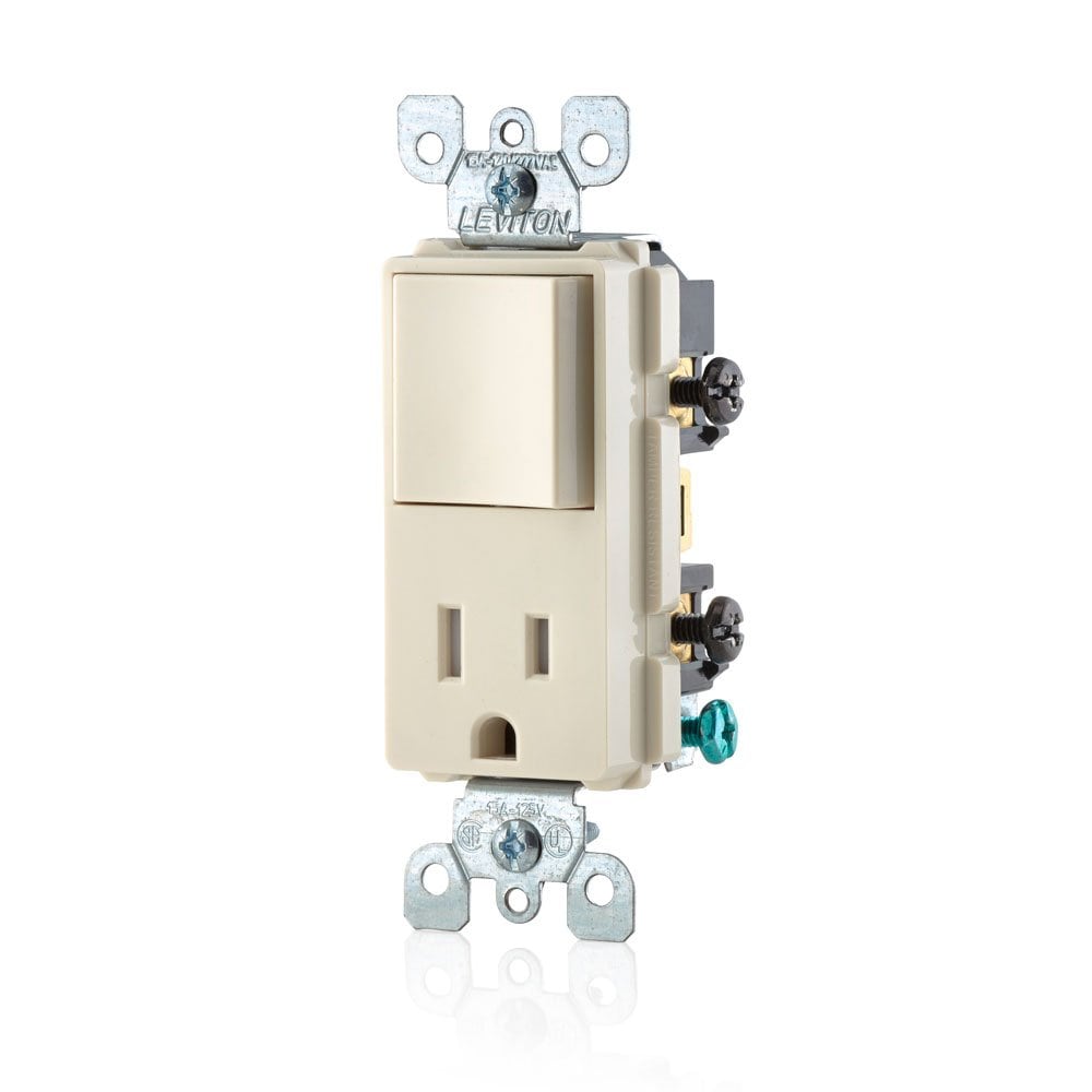 Leviton  Decora Combination Switch with Tamper-Resistant Receptacle - Light Almond