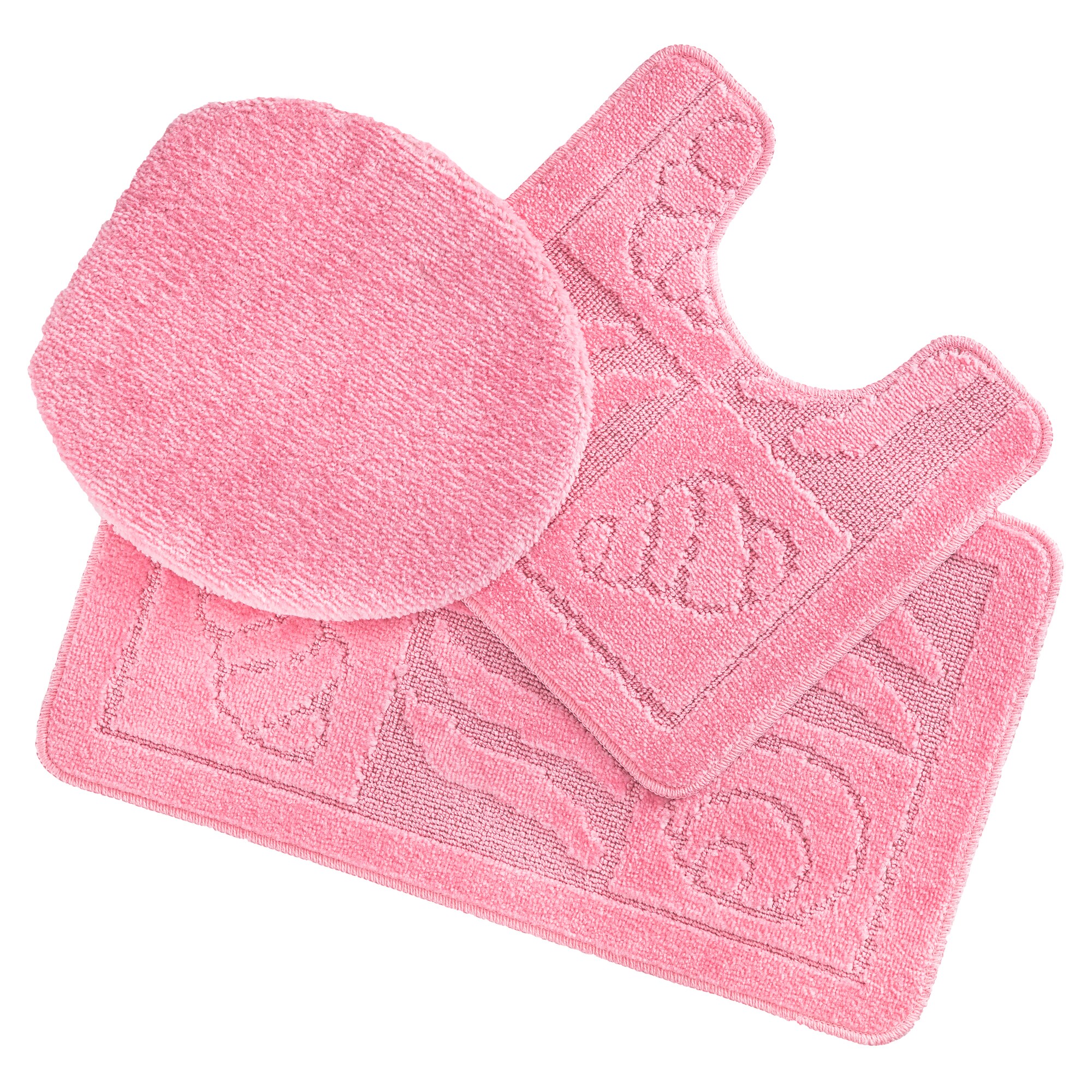 Pink bathroom mat set