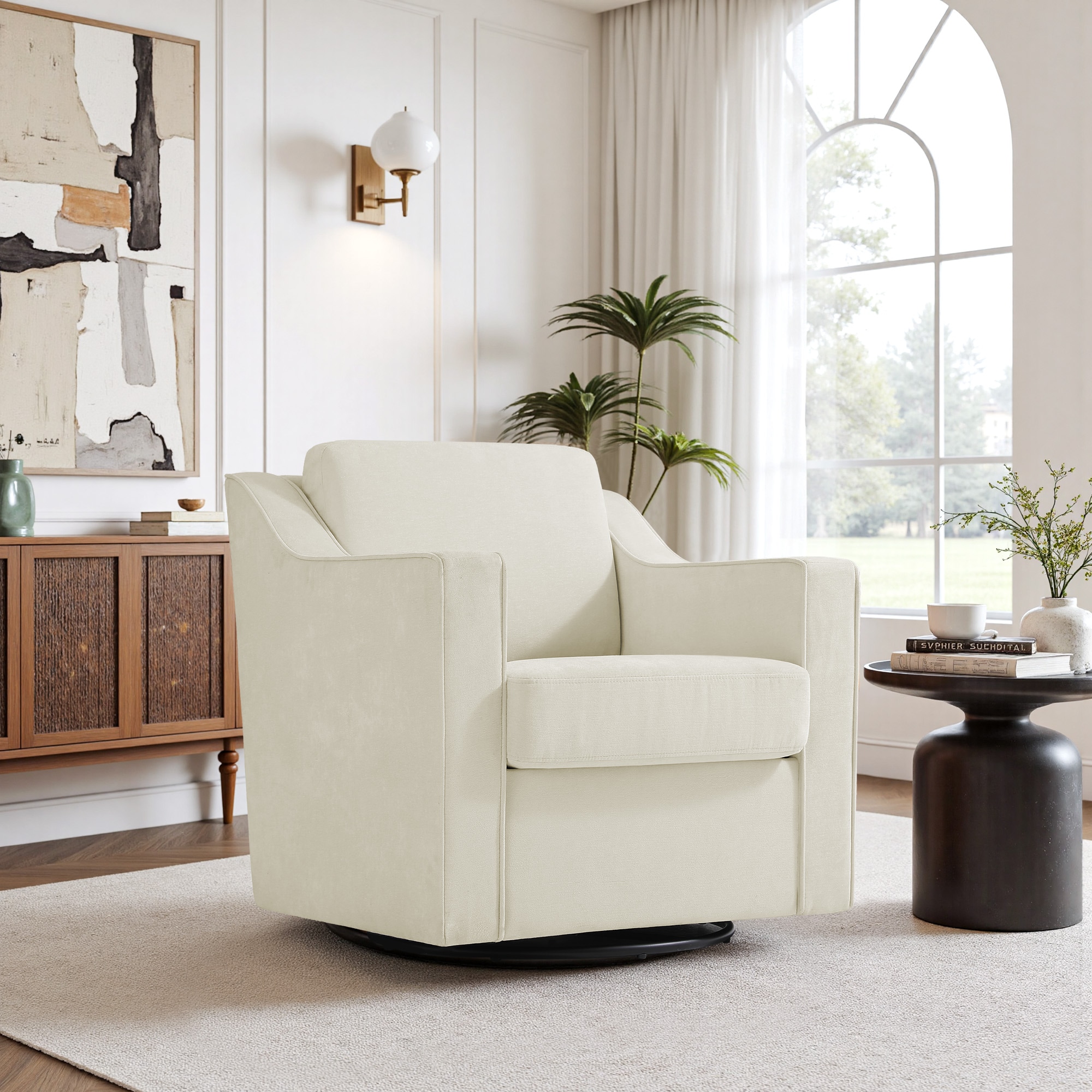 Dreamsidea 30-in W Accent Armchair - Modern Swivel Chenille Fabric - for Living Room Bedroom or Office