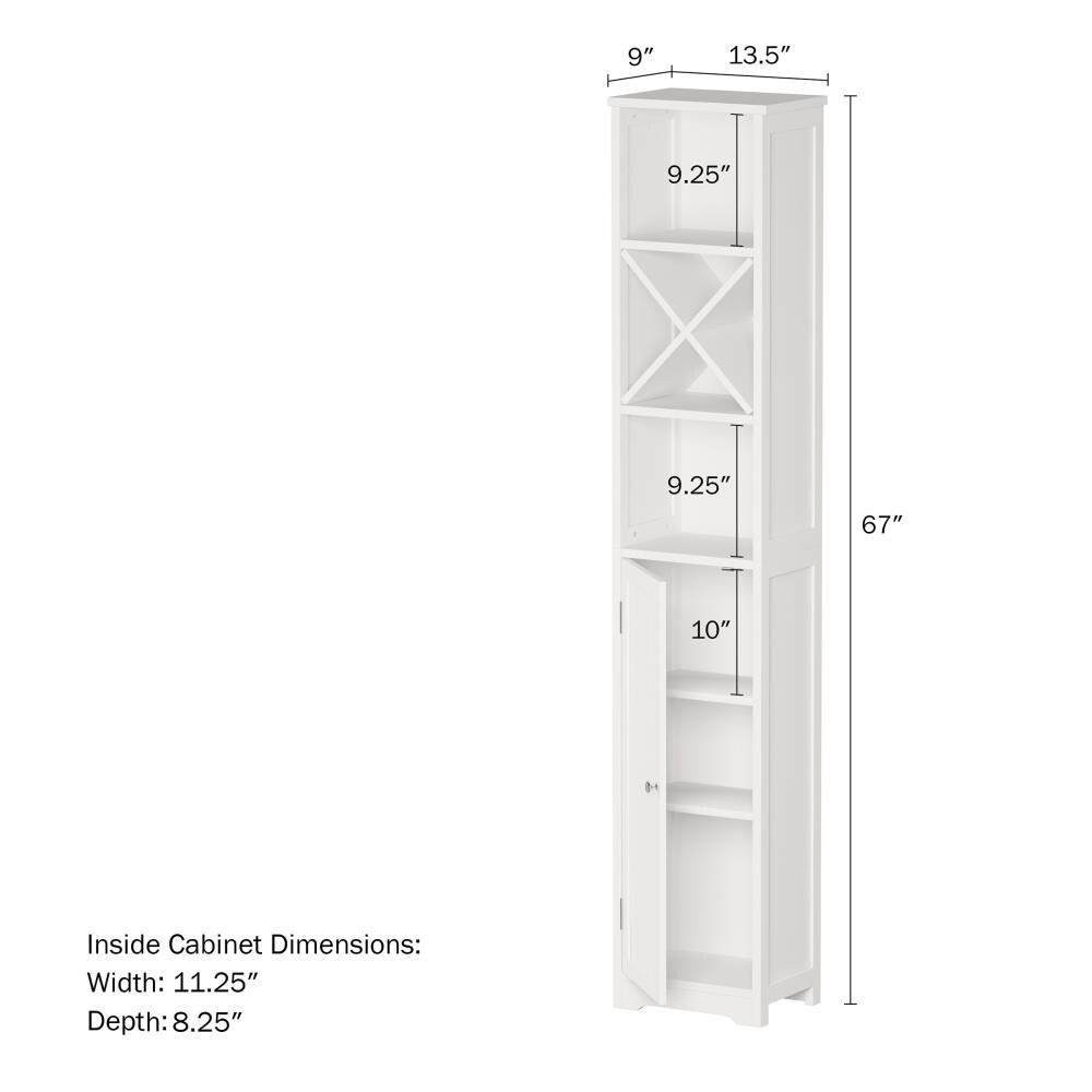 Hastings Home Linen Cabinets 13.5-in x 67-in x 9-in White with Silver  Hardware Freestanding Linen Cabinet in the Linen Cabinets department at 