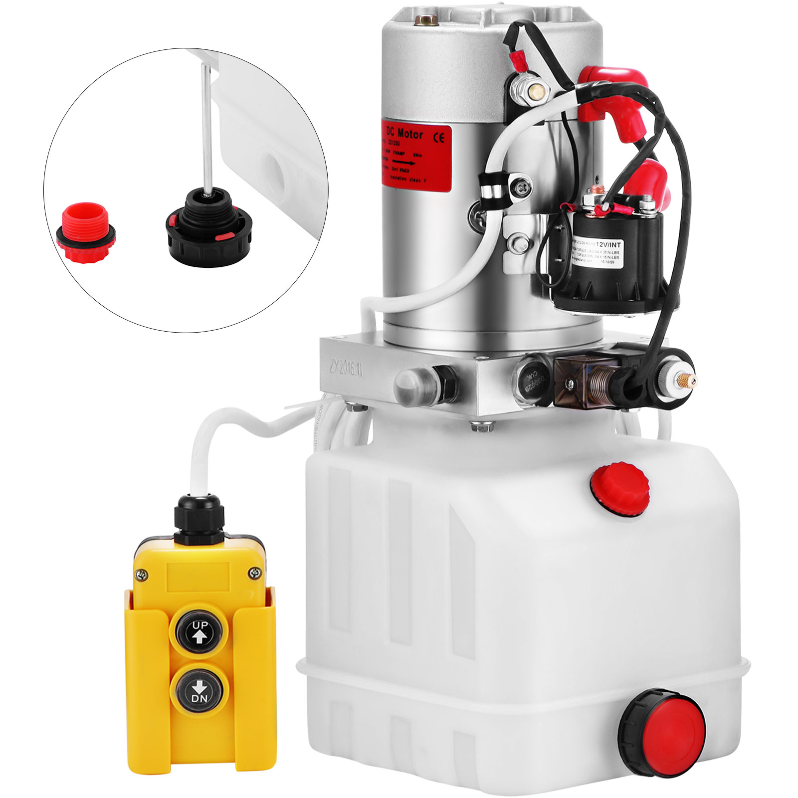 VEVOR 4LCZYYBSLDZY00001V0 Hydraulic Pump Electric Hydraulic Pump 4 Quart Single Acting For Dump Trailer