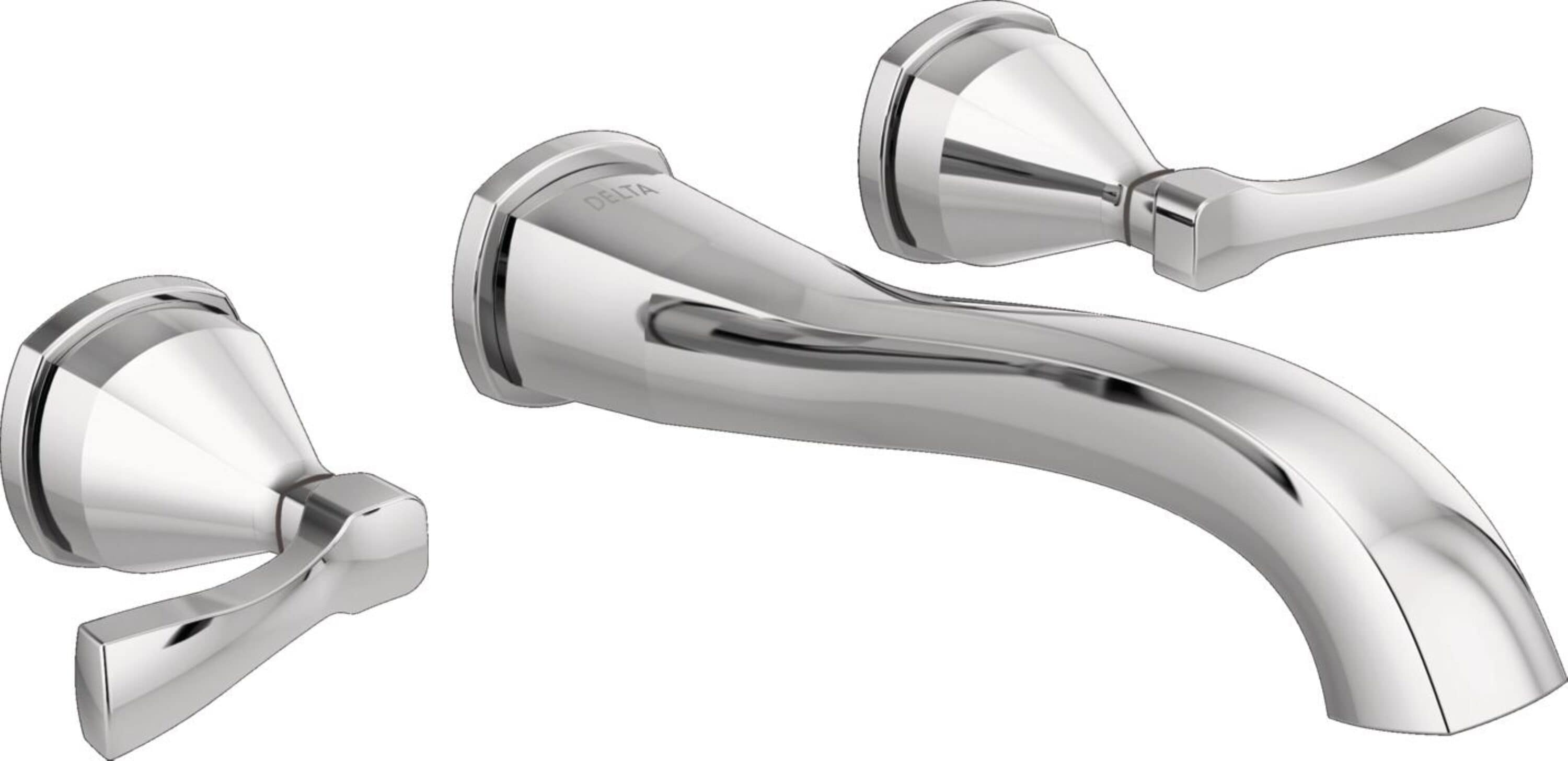 Delta T3576LF-PR-WL Stryke Lumicoat Chrome Wall-mount 2-handle WaterSense Low-arc Residential Handle Bathroom Sink Faucet