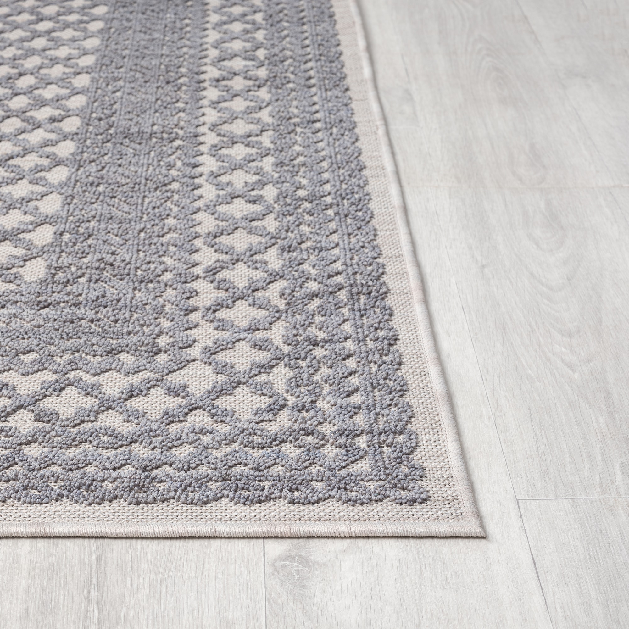 Winona Reversible Blue Geometric 8' x 9' Synthetic Area Rug