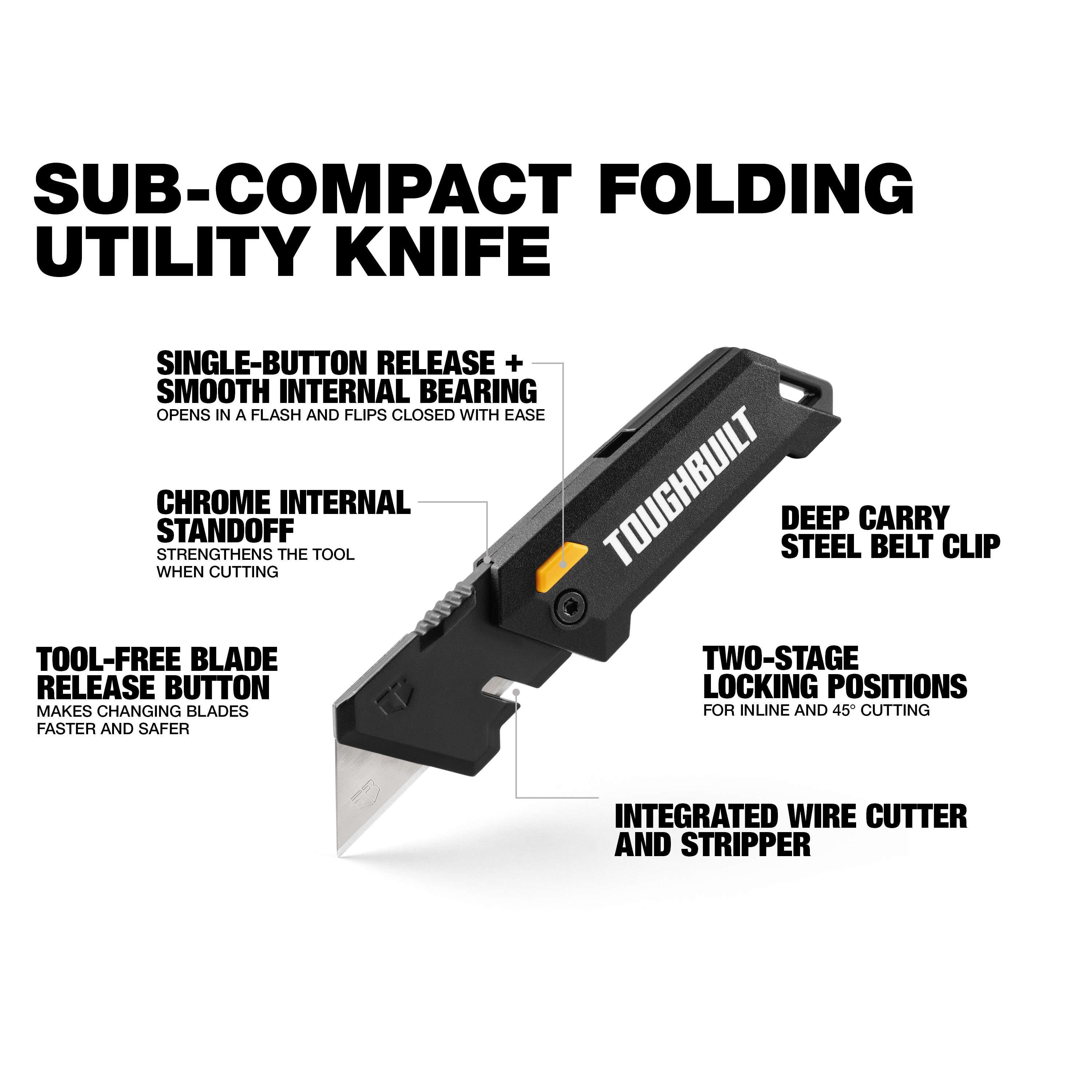 TOUGHBUILT Reload Utility Knife with 2 Mags 3/4-in 10-Blade