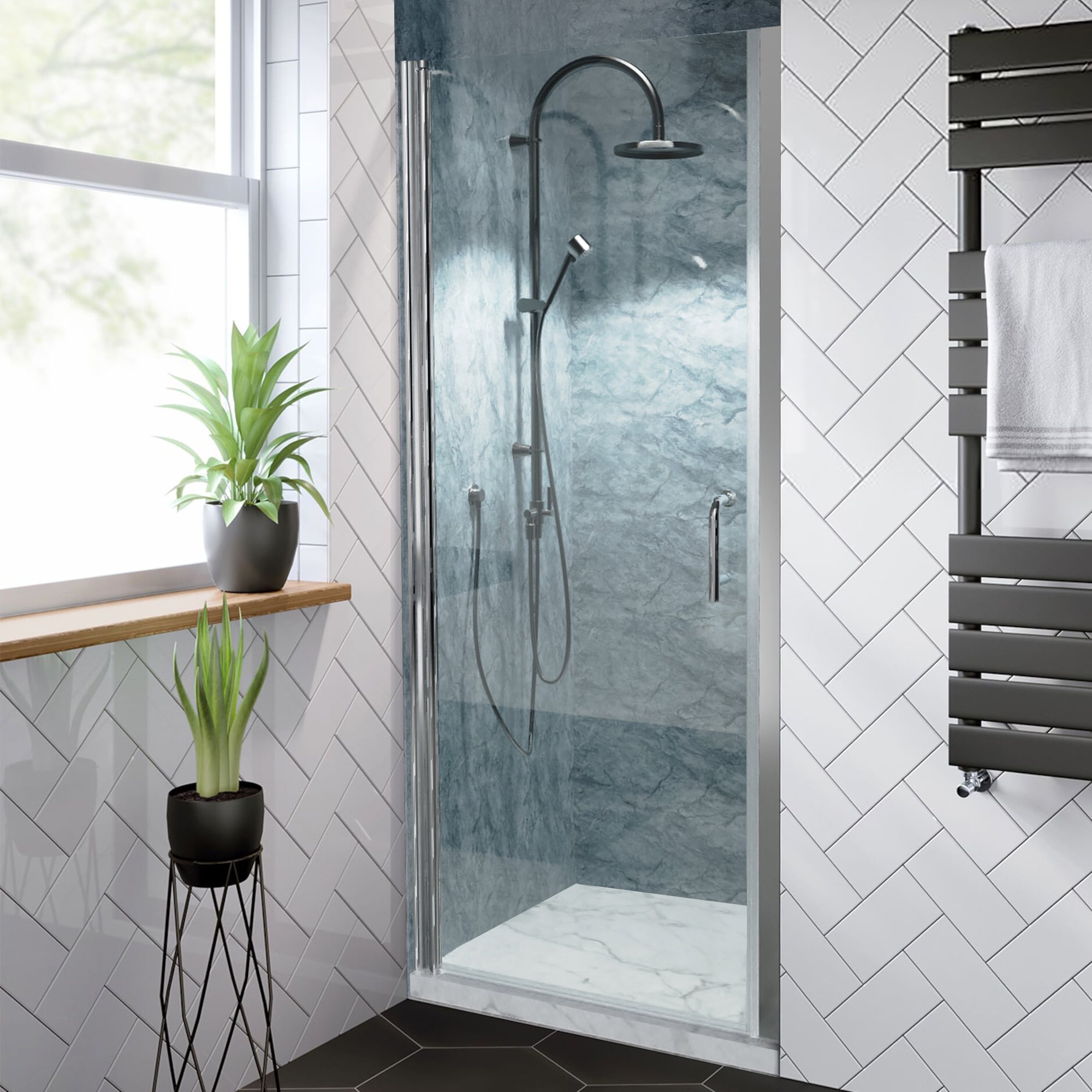 ANZZI 72 x 24 inch frameless shower door in polished chrome
