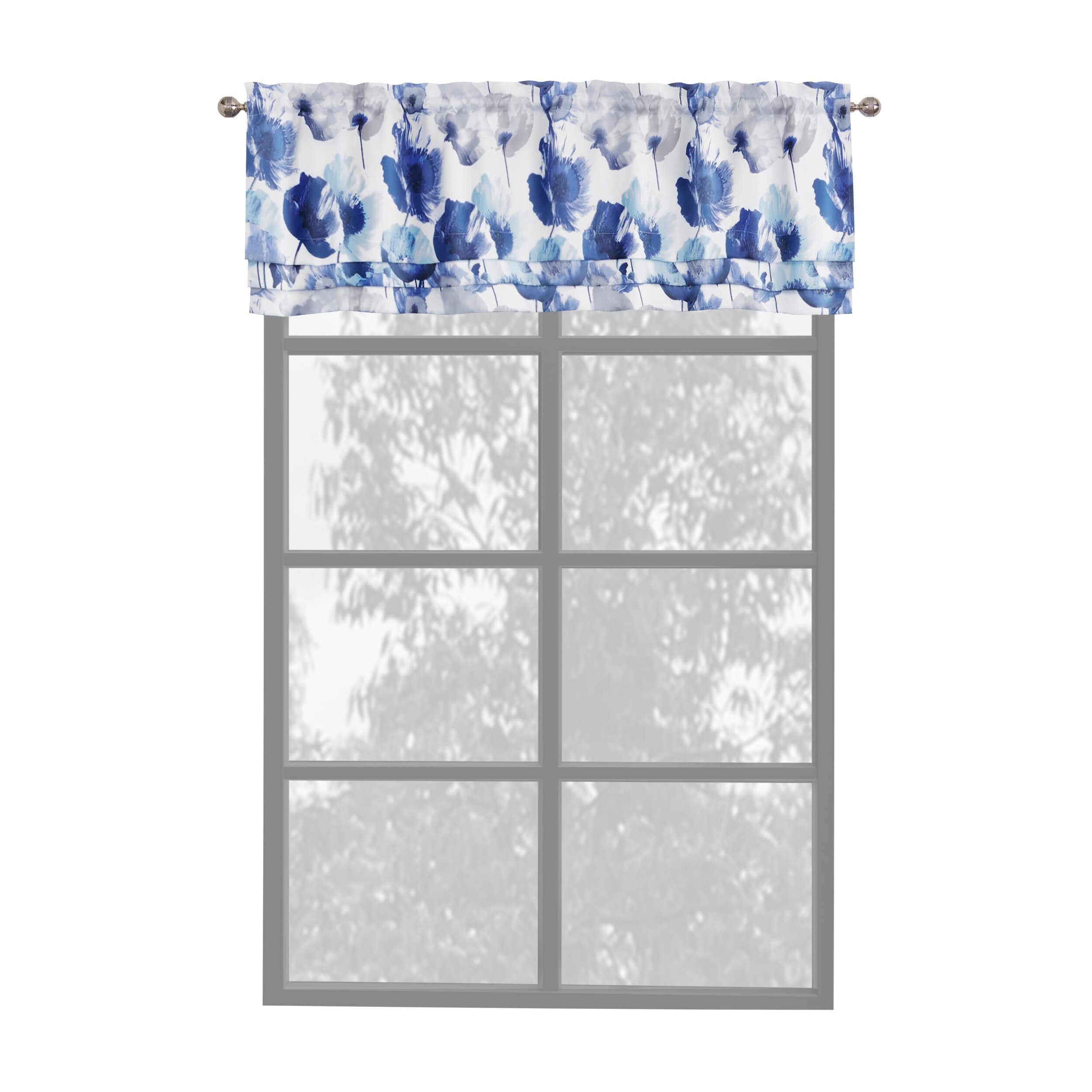 Achim POVL17BL06 Poppy Field 17-Inches Blue Polyester Rod pocket Valance