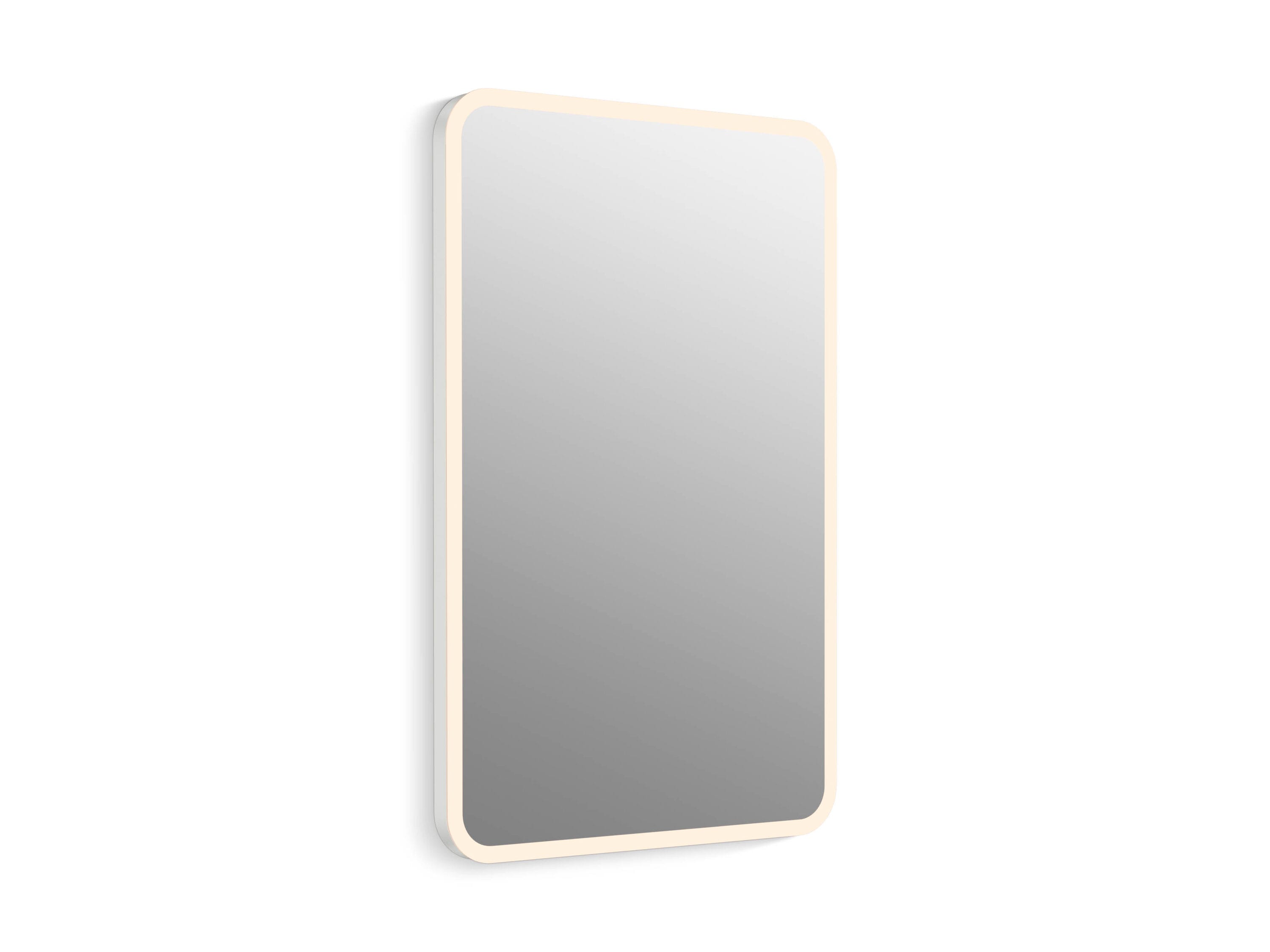 KOHLER 38023-NA Essential Ultrabright 21.73-in x 33.74-in Framed Frameless Rectangle LED Lighted Fog Free Bathroom Vanity Mirror ( White )