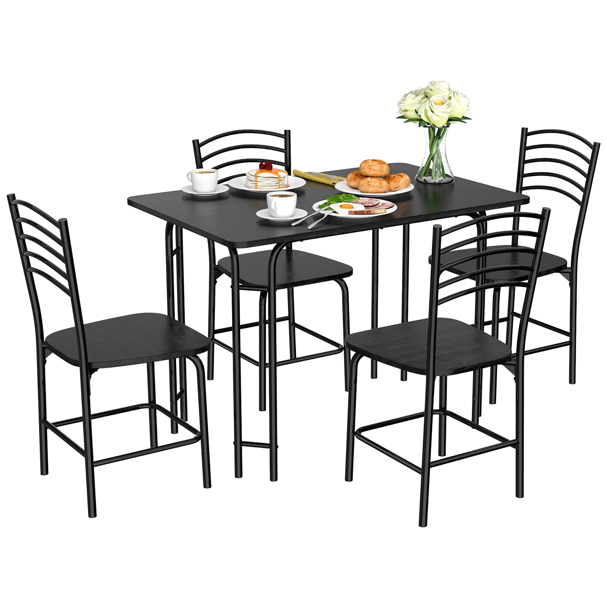 Costway 5 Piece Dining Set Home Kitchen Table 29.5inches and 4 Chairs ...