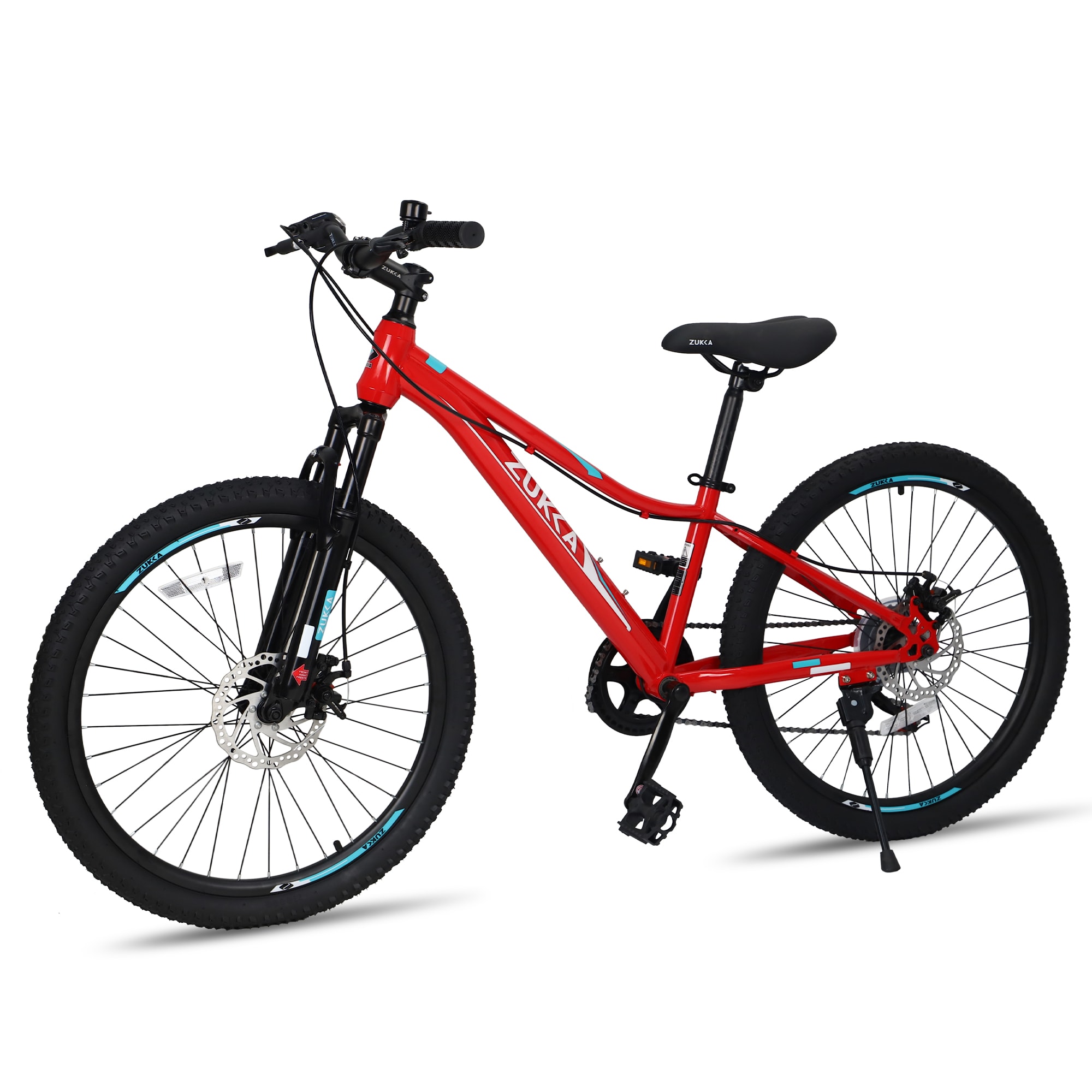 Anysun 24 Inch 6 Speed Mountain Bike for Kids Boys and Girls Steel Frame Front Rear Disc Brakes Suspension Fork Black Leather Saddle 24x2.125 Tires 85 Percent Pre Assembled