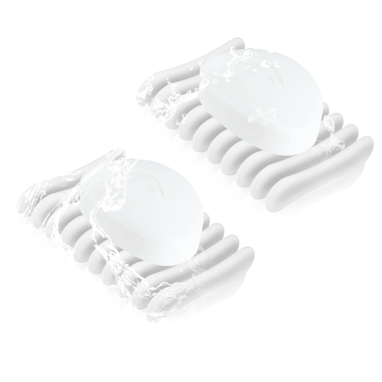 Aoibox  Self Draining Silicone Soap Holder Pair with Waterfall Design for Bathroom White Keeps Soaps Dry Always