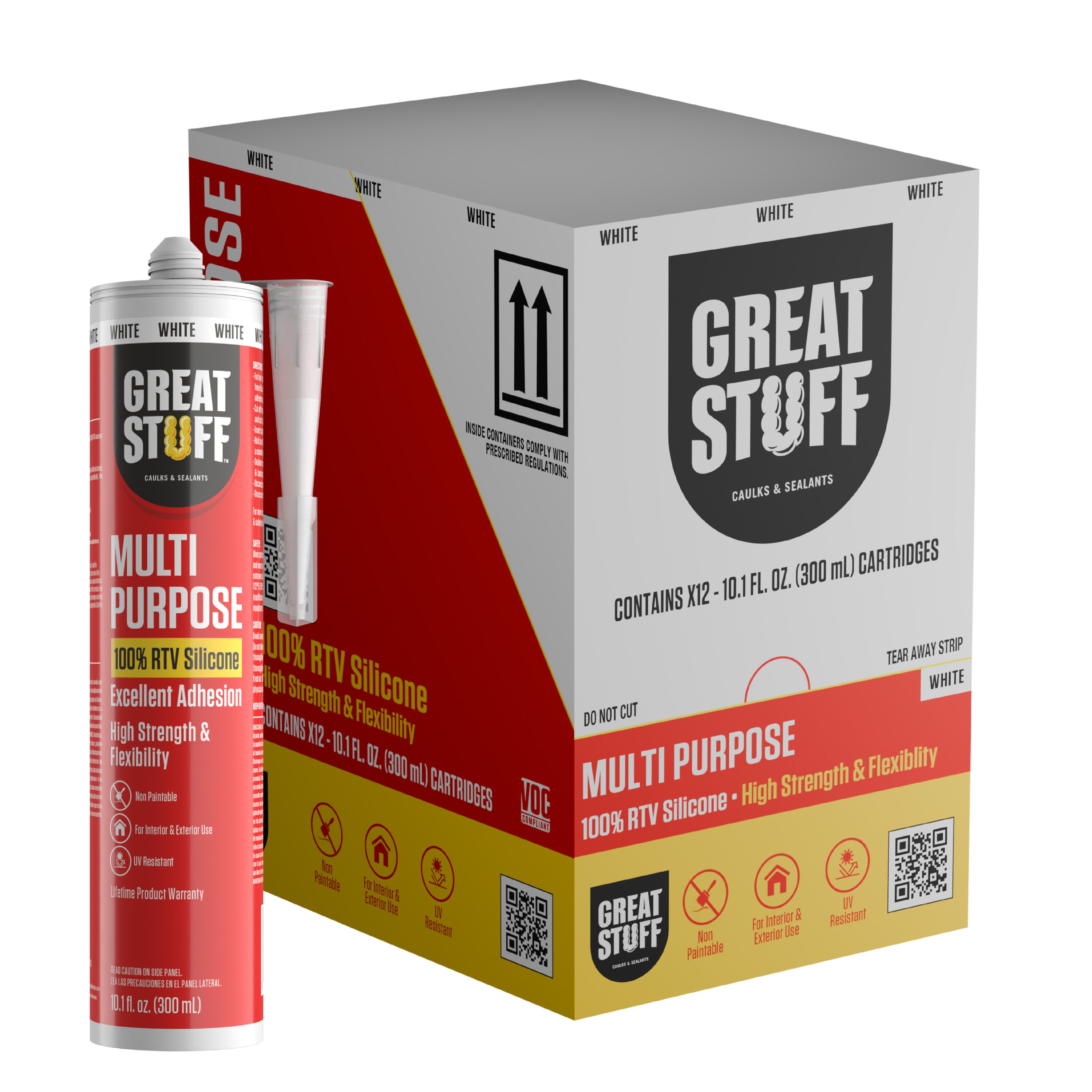 GREAT STUFF 99ALLP3001X12 Multi-purpose 12 -Pack 10.1-oz Paint trim White Silicone Caulk