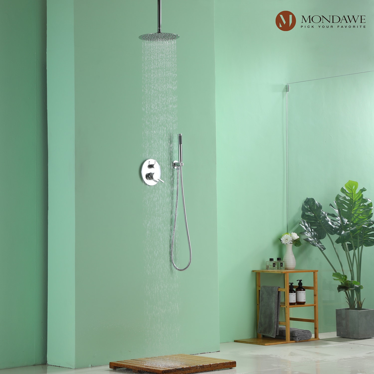 Mondawe Chrome Built-In Shower Faucet System With 2-way Diverter Valve ...