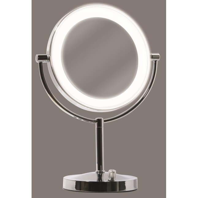 Giagni Vernon 8-in x 12-in Polished Chrome Double-Sided Magnifying Countertop Vanity Mirror with Light Giagni Vernon 8-in x 12-in Polished Chrome Double-Sided Magnifying Countertop Vanity Mirror with Light
