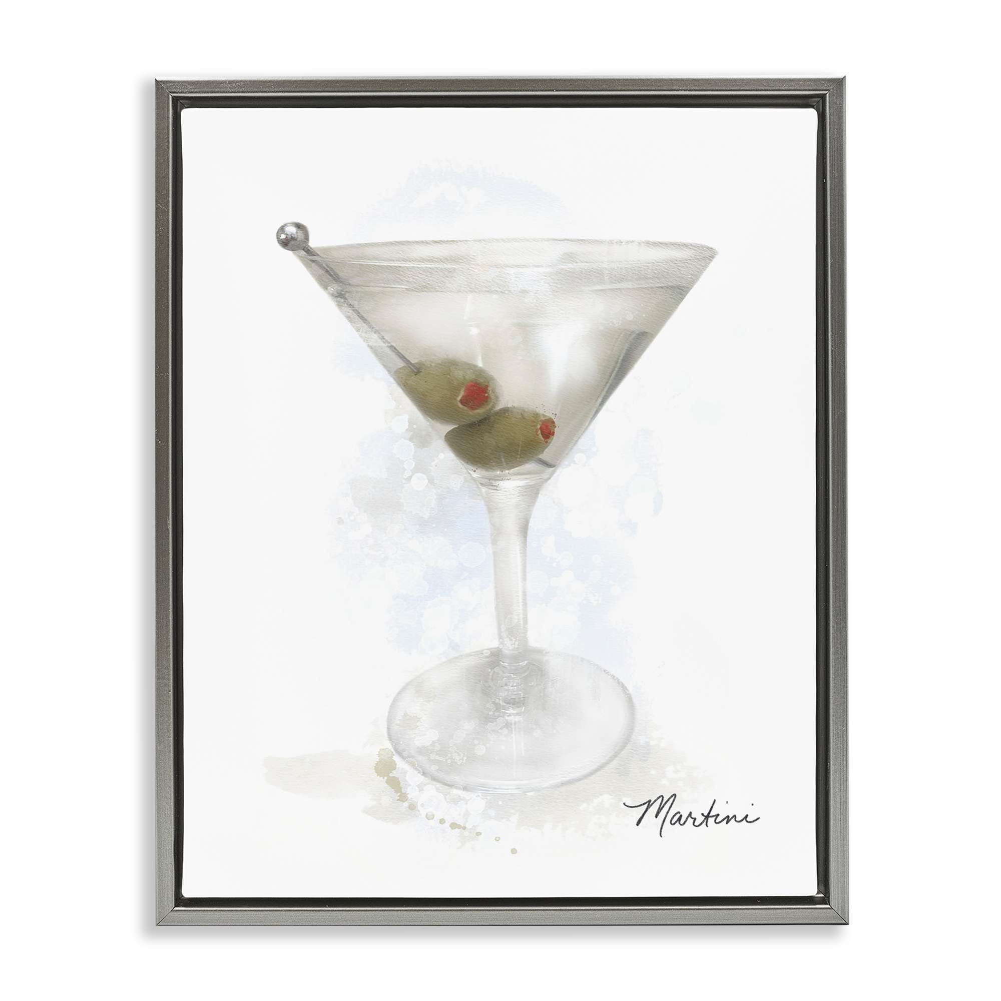 Stupell Industries BS-511-FFL-16X20 Soft Muted Martini Gray Framed Floater Canvas Wall Art By Matthew Piotrowicz 17 x 21
