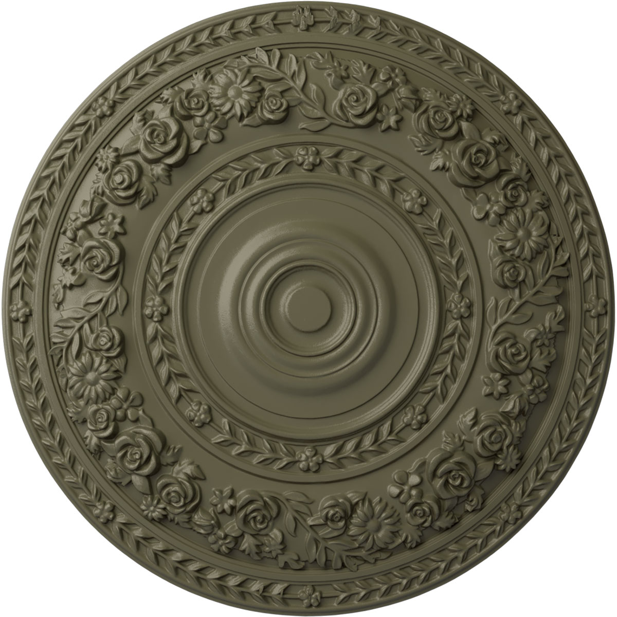 Ekena Millwork CM33ROSSF Rose 33.875-in W x 33.875-in L Painted Spartan Stone Polyurethane Whole Ceiling Medallion