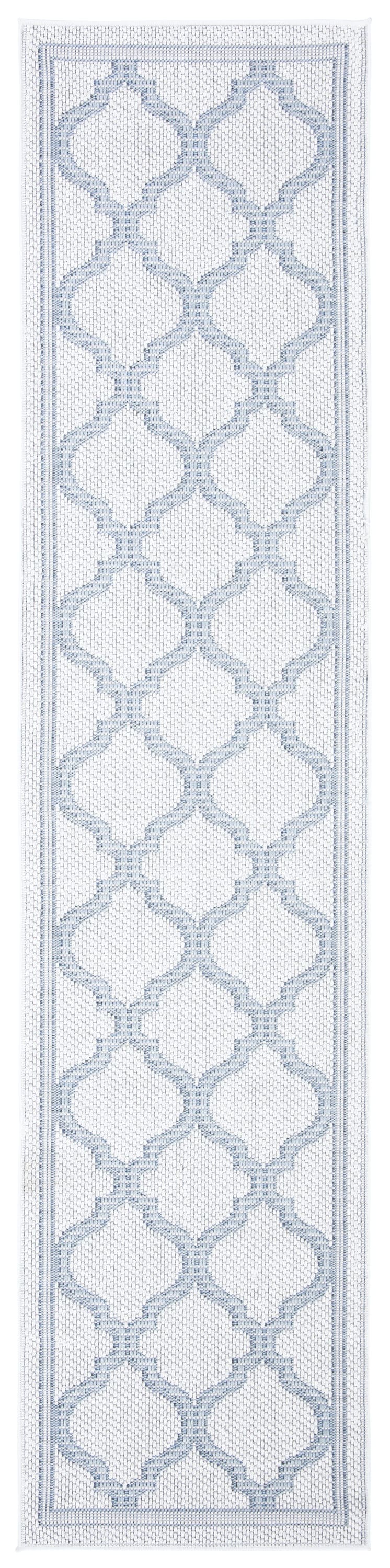 Safavieh BMU810D-28 Bermuda 800 Mercy 2 x 8 (ft) Loomed Polypropylene Ivory/Light Blue Rectangular Indoor/Outdoor Trellis Farmhouse/Cottage Runner rug