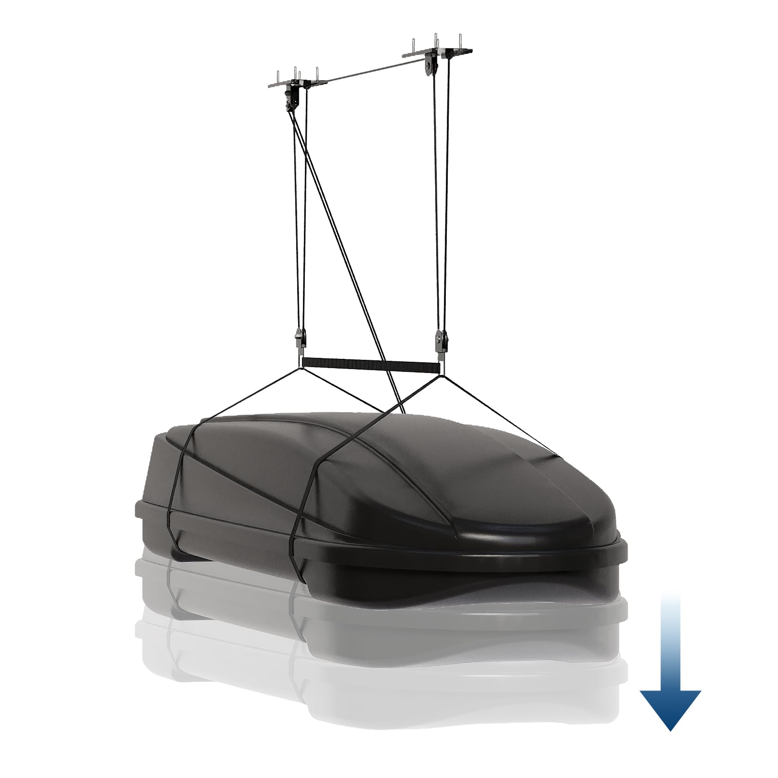 IdealHouse Heavy-Duty Cargo Box Garage Pulley System Ceiling Hoist Kit for 10-14 ft Ceilings 150 Lbs Capacity with Dual Fixed-Point Design Adjustable Lifting Straps Ideal Ceiling Mounted Storage Racks