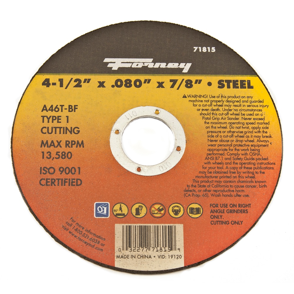 Forney 71815 Cut Off Wheel 4.5-Inches Aluminum oxide Cut-off wheel