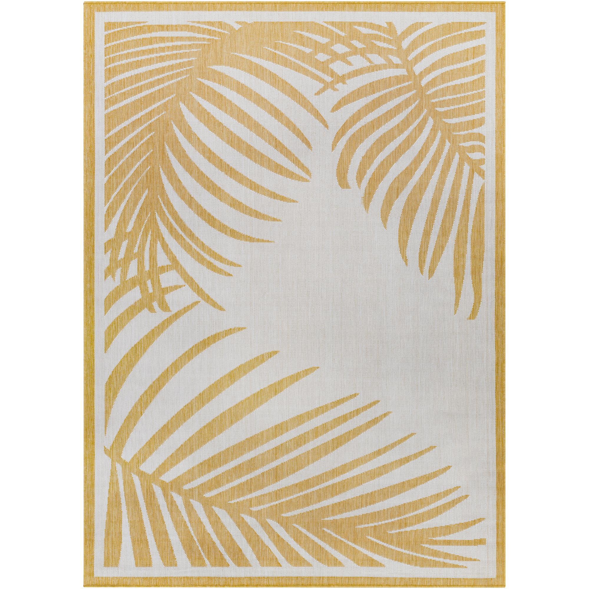 Livabliss LBH2355-679 Long Beach 7 x 9 (ft) Polypropylene Gray/Yellow Rectangular Outdoor Floral/Botanical Coastal Area rug