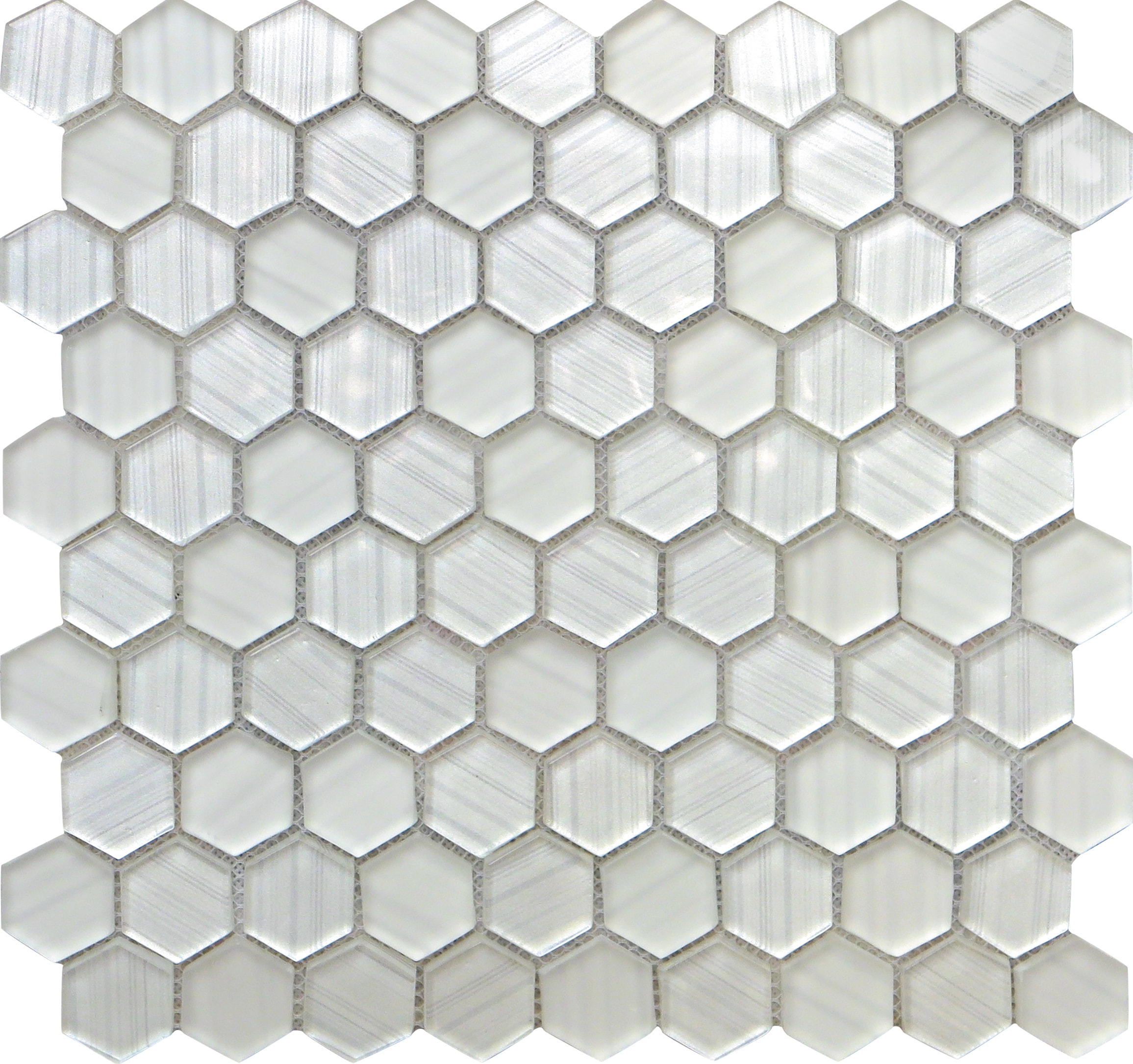Apollo Tile APLICL8801A Glacier Pearl White 12-in x 12-in Multi-finish Glass Patterned Hexagon Mosaic Floor and Wall Tile ( 4.83-sq ft Carton )