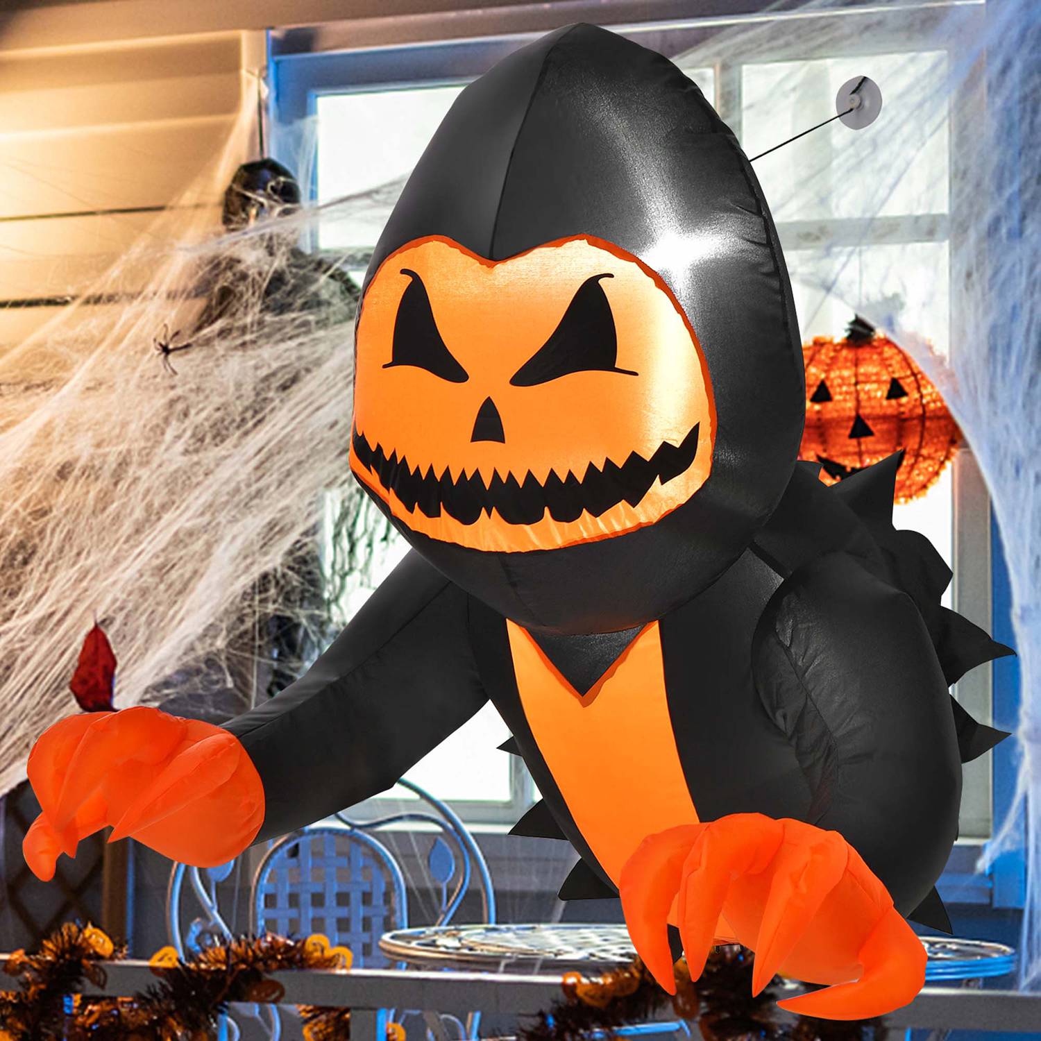 Costway CSHY001284 3.3 FT Halloween Inflatable Pumpkin Head Ghost Broke Out from Window