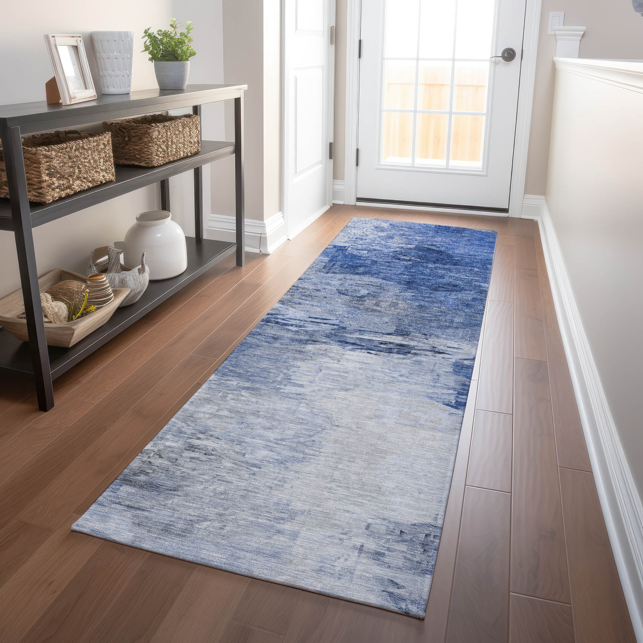 Addison Rugs ACN595BU2X8 Chantille ACN595BU 2 x 7 (ft) Polyester Blue Rectangular Indoor/Outdoor Abstract Machine washable Runner rug