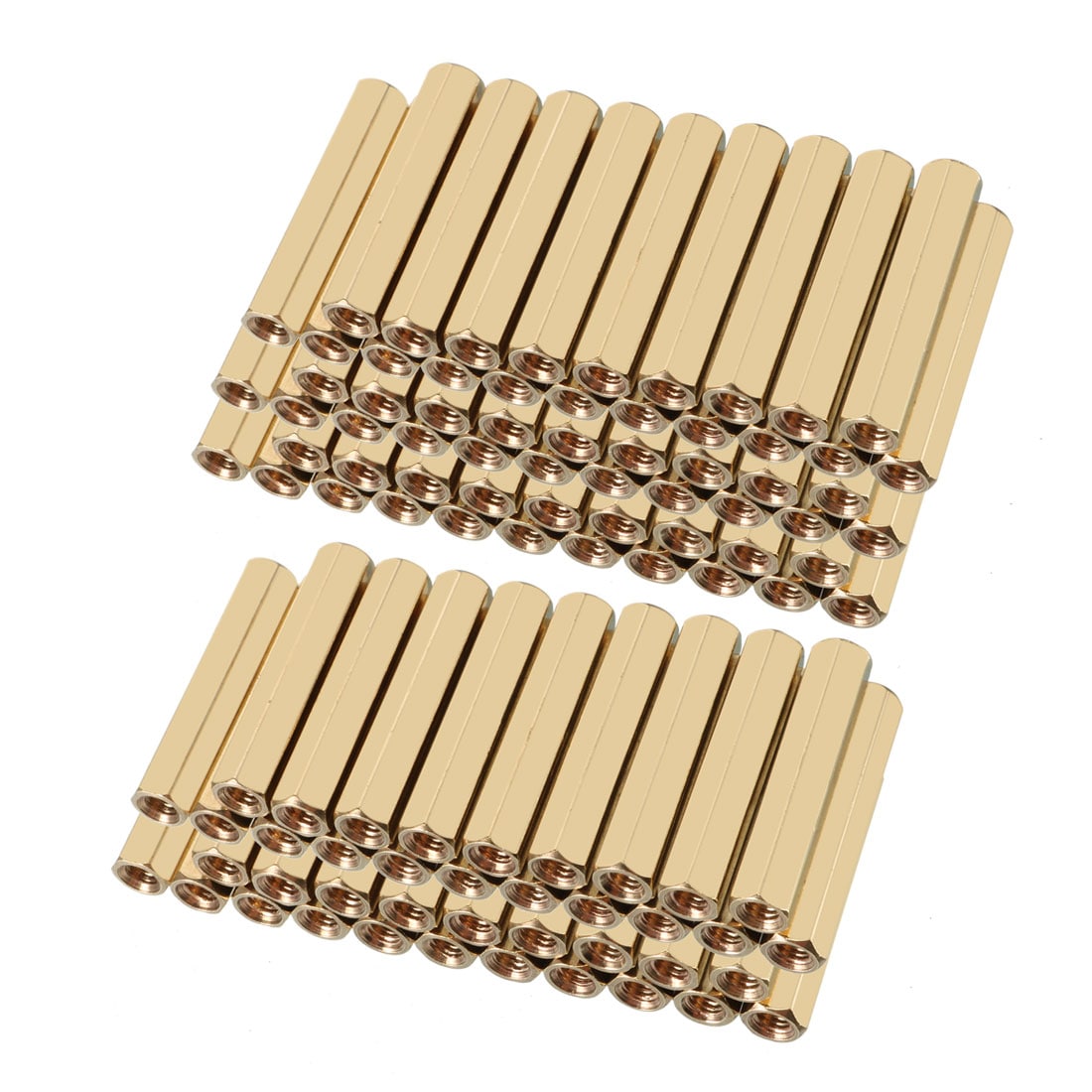Unique Bargains 100pcs Brass Straight PCB Pillar Female Thread Hex Standoff Spacer M3x5x25mm