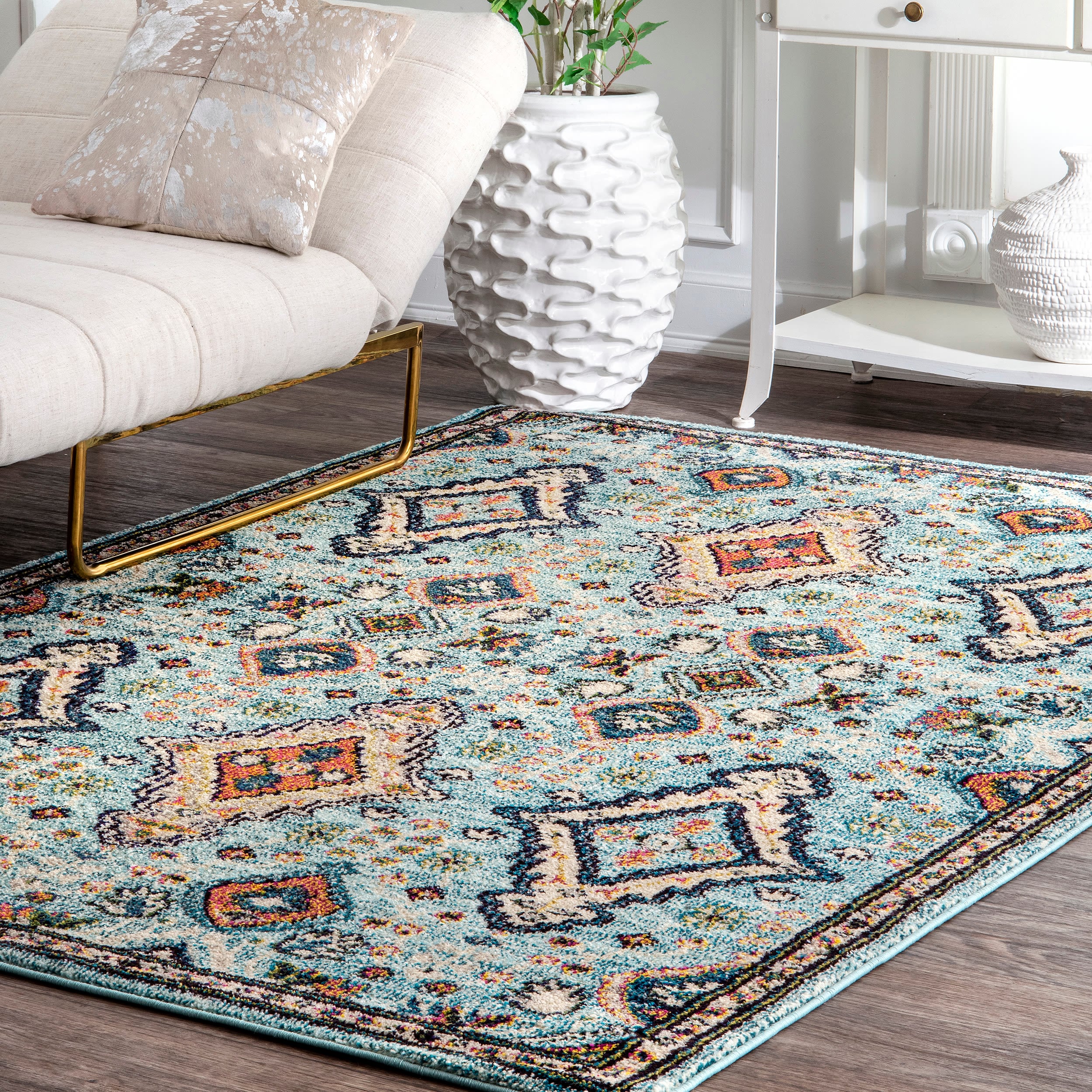 nuLOOM KKCB16B-710011 8 x 11 (ft) Loomed Polypropylene Green Rectangular Indoor Geometric Southwestern Area rug