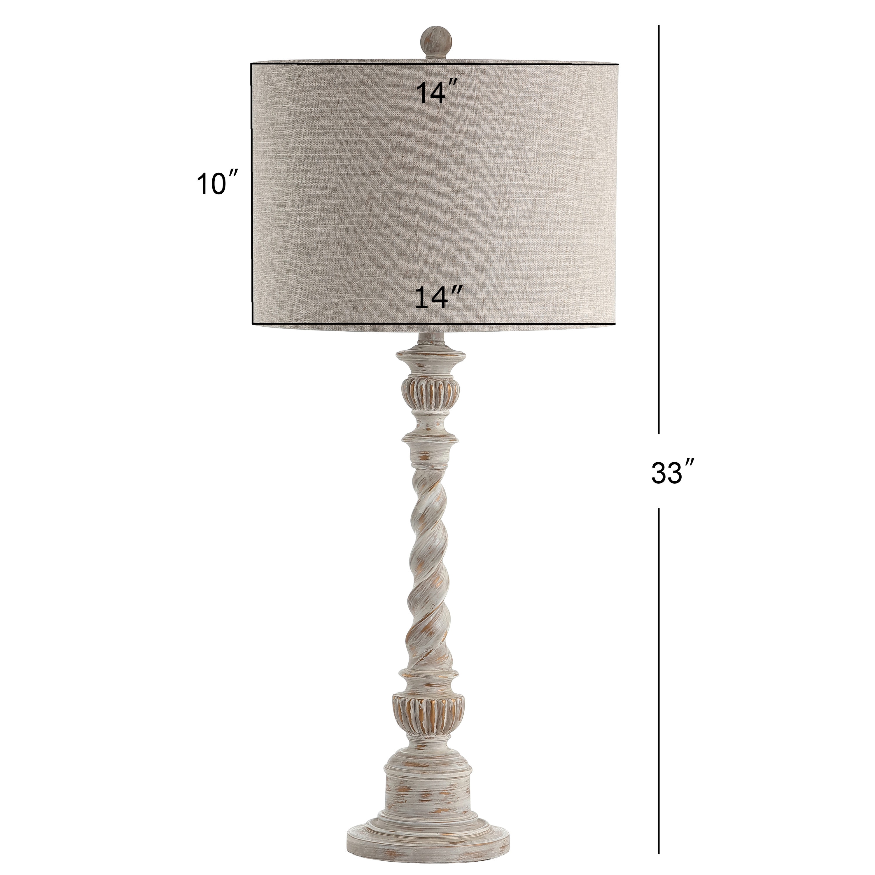 Regent 33" White Wash Rustic Resin Table Lamp with Linen Shade