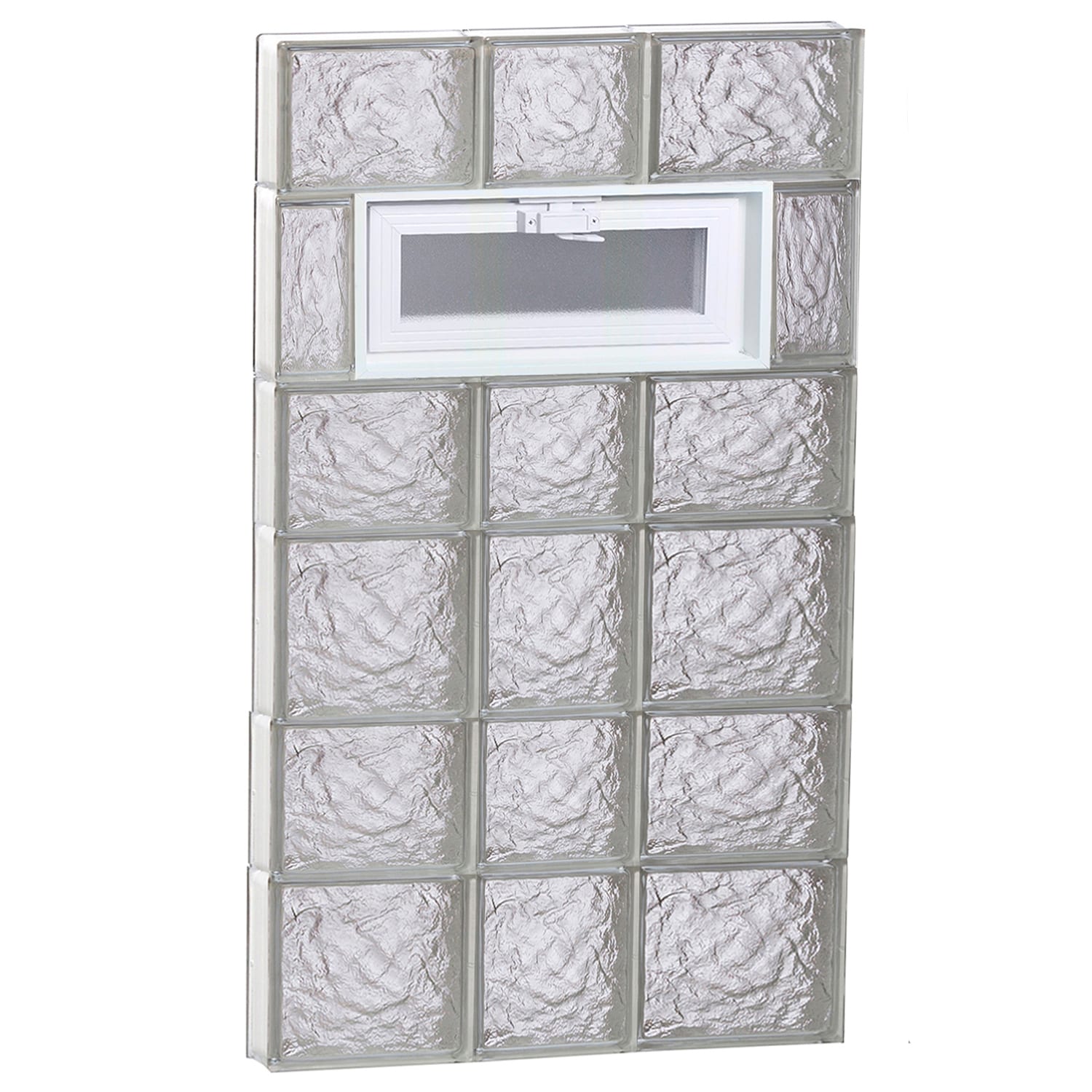 REDI2SET V2242IS Ice Glass 21-1/4-in x 40-1/2-in Frameless Replacement Vented Glass Block Window