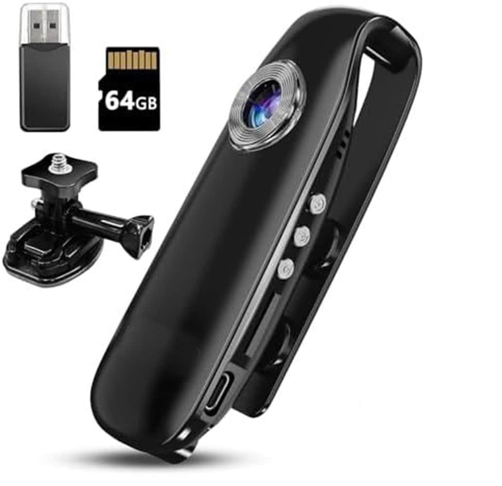 Etokfoks  mini body camera with 1080P audio and video recording 64GB motion detection lightweight wearable POV camcorder and magnetic clip