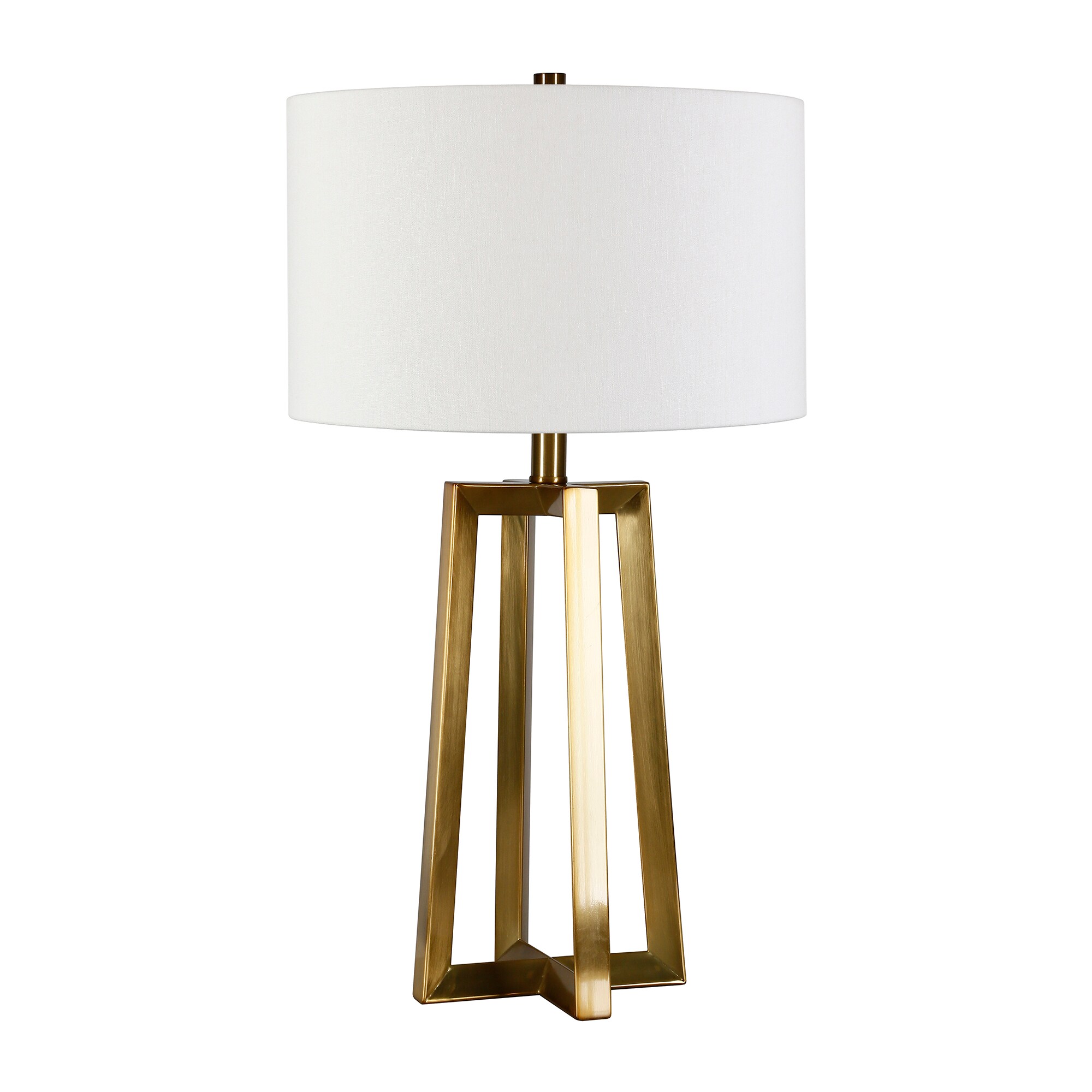 Hailey Home Helena 24.5-in Brass LED Rotary Socket Table Lamp with Fabric Shade