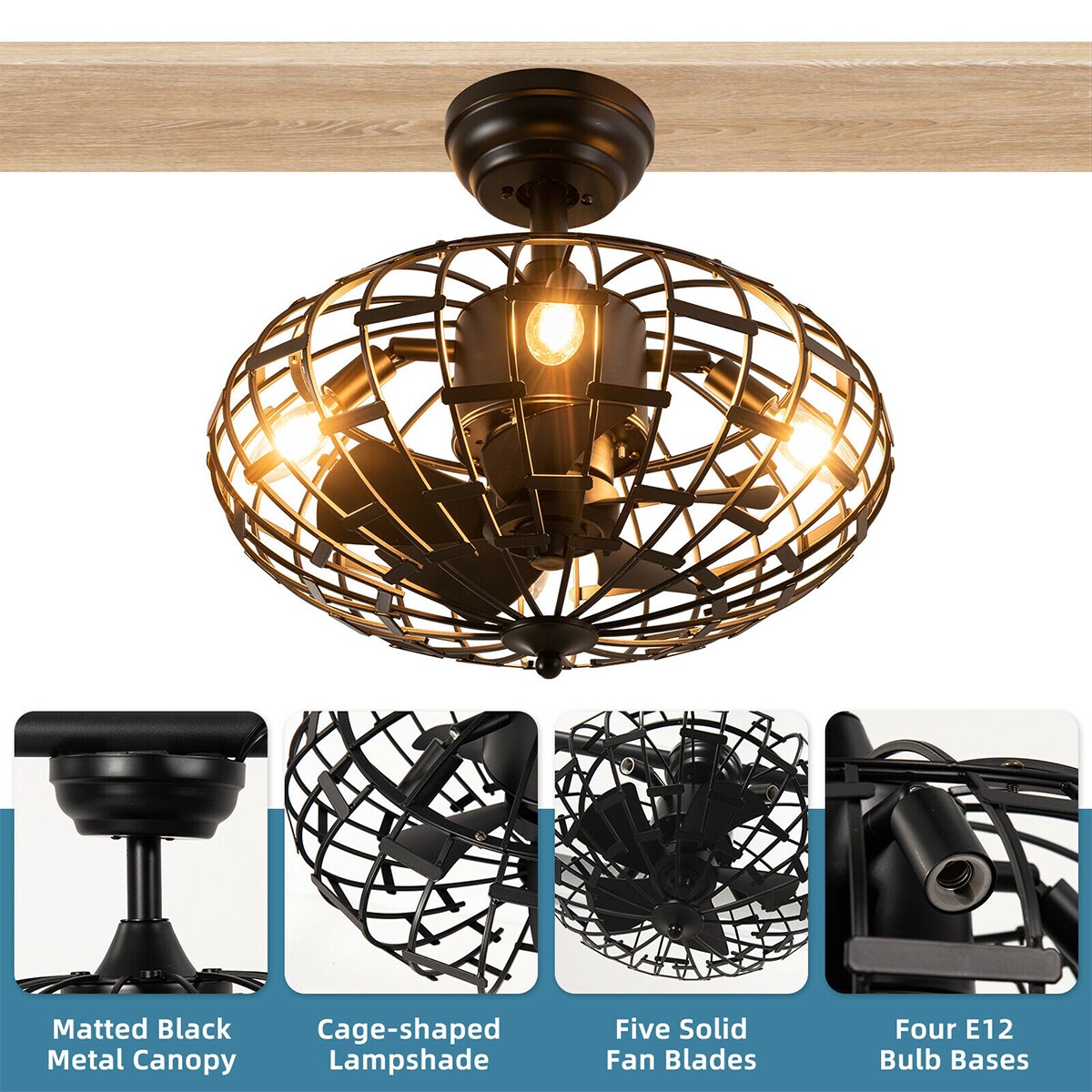 WELLFOR DFJ10066US-DK Ceiling-Fans - View #3