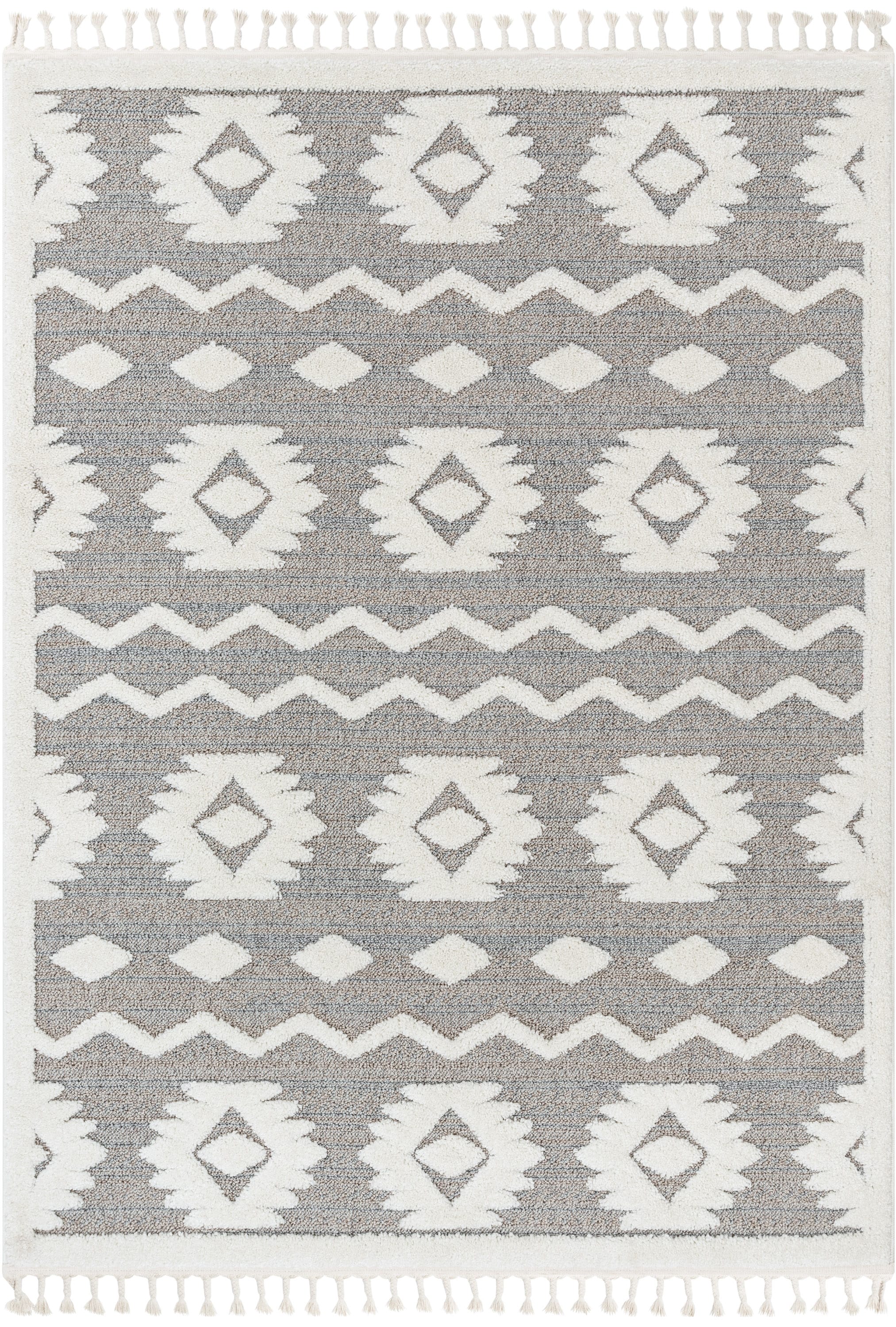 Gray and Beige 5' x 7' Moroccan Pattern Area Rug