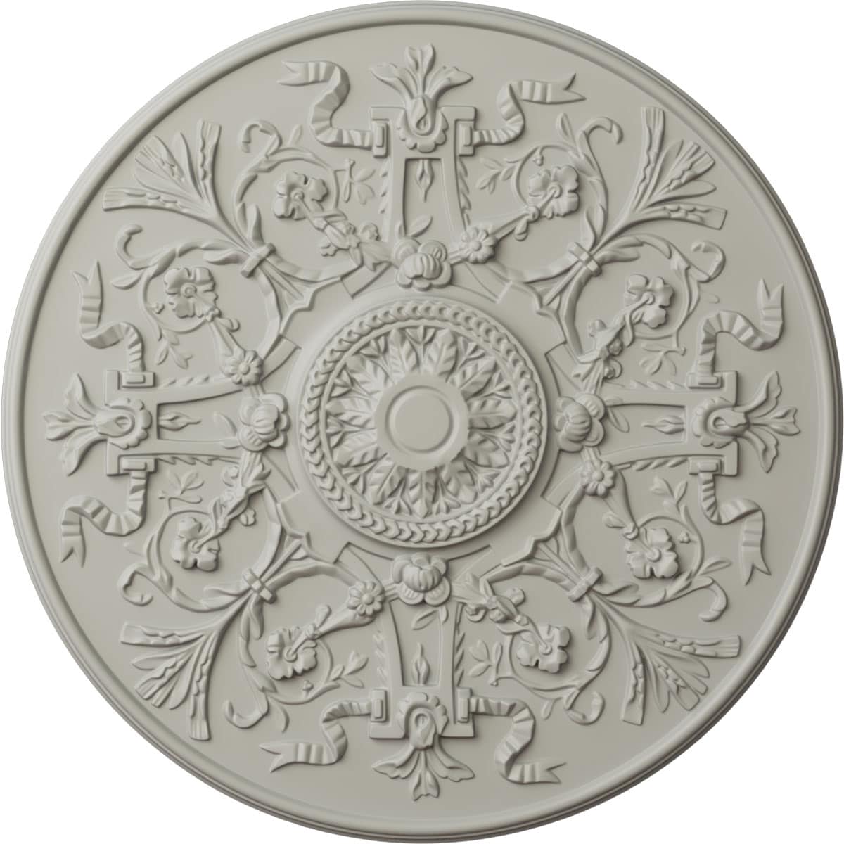 Ekena Millwork CM33VEPCF Versailles 33-in W x 33-in L Painted Pot Of Cream Polyurethane Split Ceiling Medallion