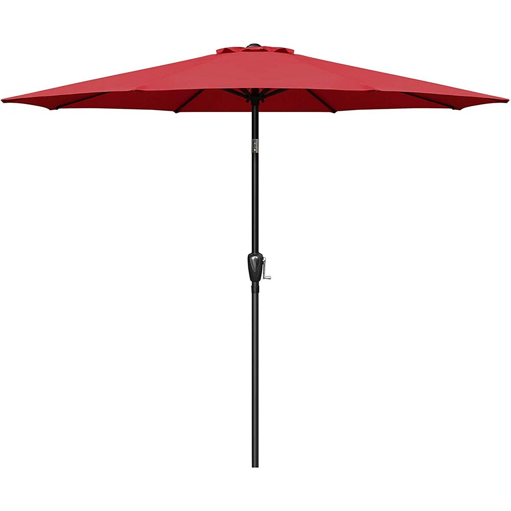 9 ft Red Polyester Market Patio Umbrella with Crank and UV Resistance | - Sunrinx MG38-PU-20