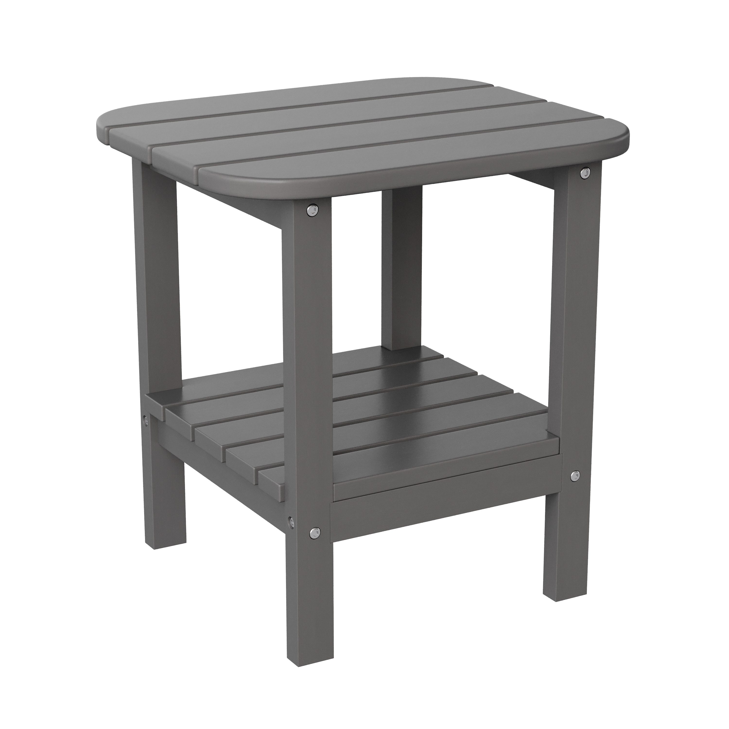 Flash Furniture 196861096785 Newport HDPE 2-Tier Adirondack Side Table - All-Weather - Indoor/Outdoor Gray