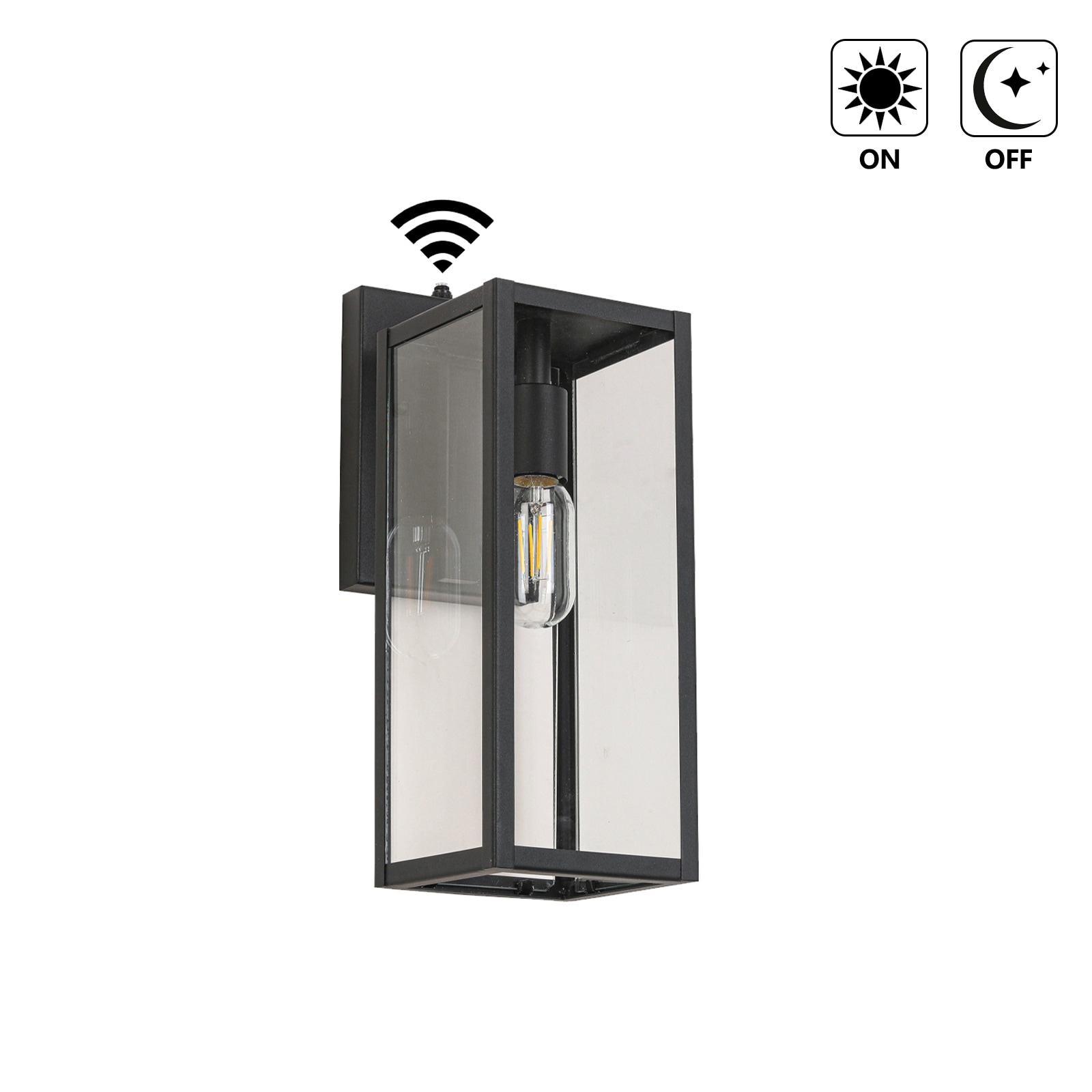 Flynama WL-BD-3-3 Outdoor Wall Light 1 -Light 14.5-in H Black Hardwired Dusk to Dawn Outdoor Wall Light