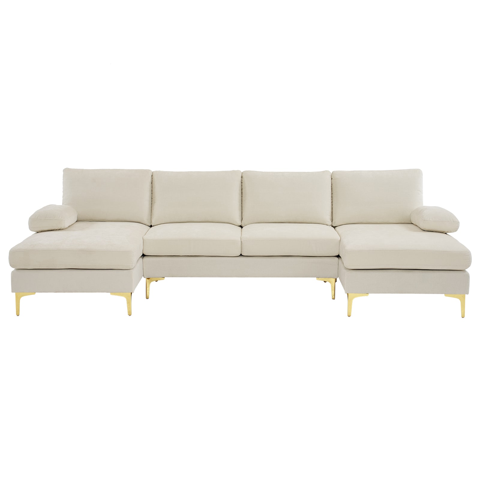 Outopee L1G52001801-03 110.2-in Modern Beige Chenille Sectional