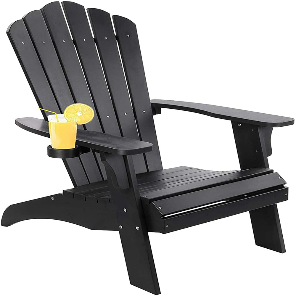 Topcraft Black Plastic Frame Stationary Adirondack Chair with