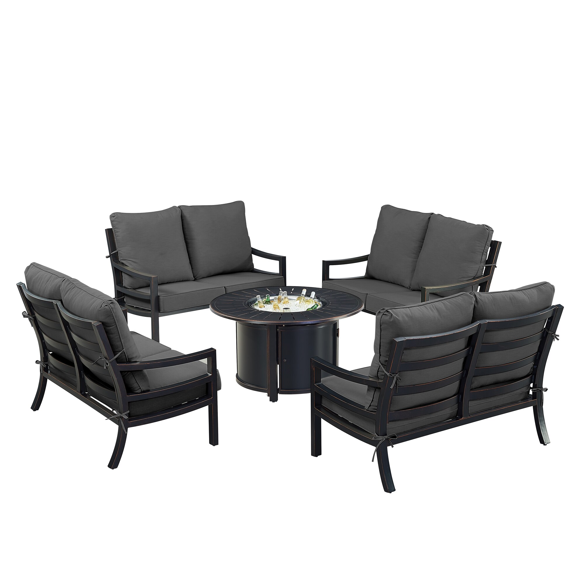 Oakland Living HUDSON4LSNOBUBKCU Patio-Conversation-Sets - View #4