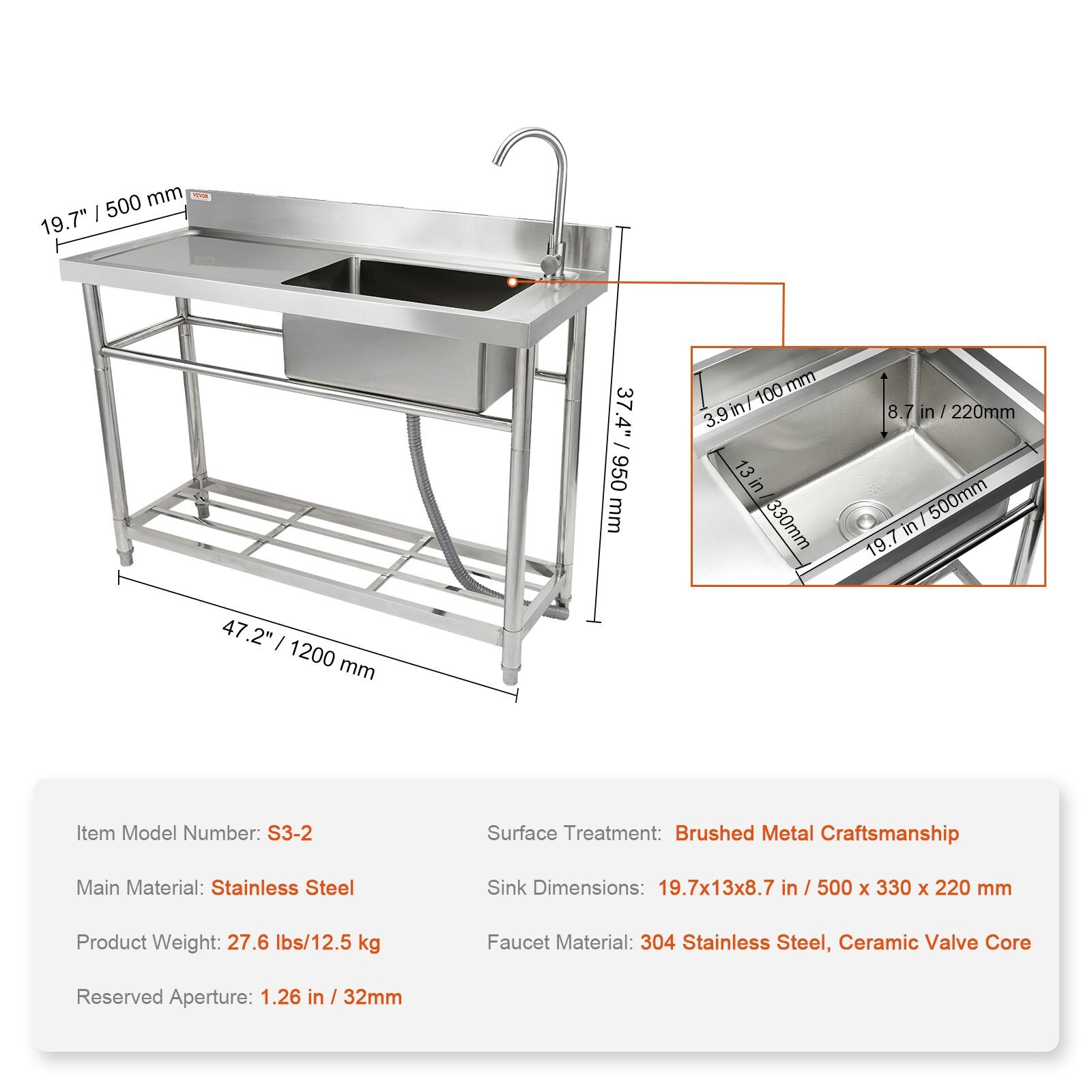 SUGIFT LW108GIVSS2033 Laundry-Tubs-Utility-Sinks - View #3